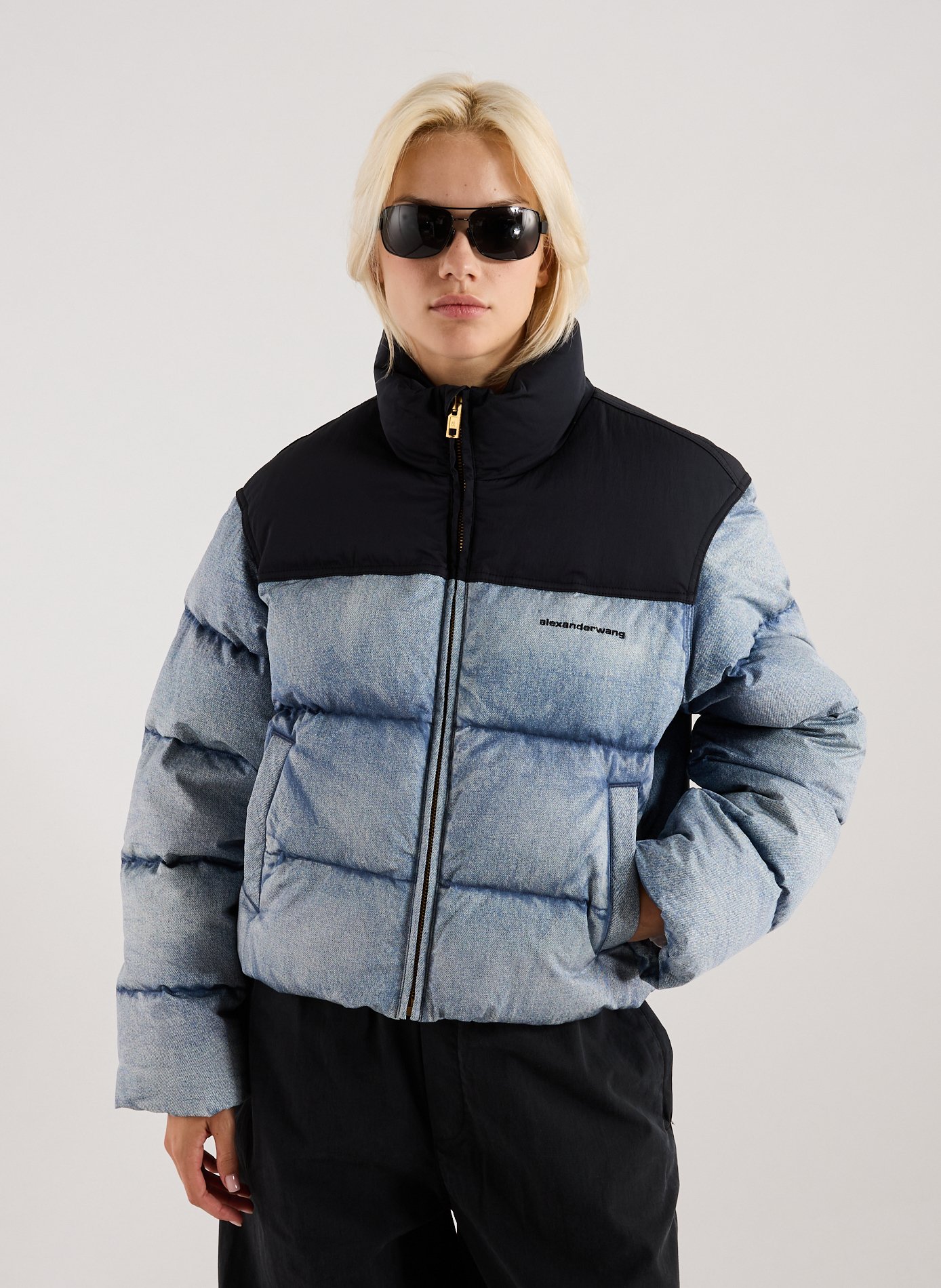 ALEXANDER WANG Quilted straight jacket with high collar Multicolour