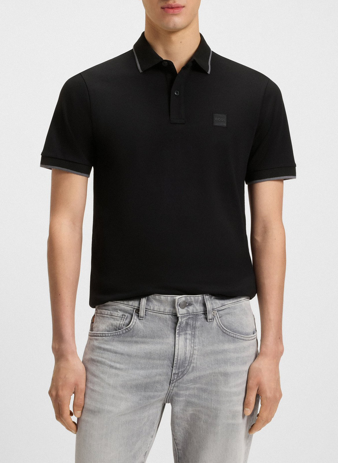 Polo slim-fit en coton stretch BOSS Noir