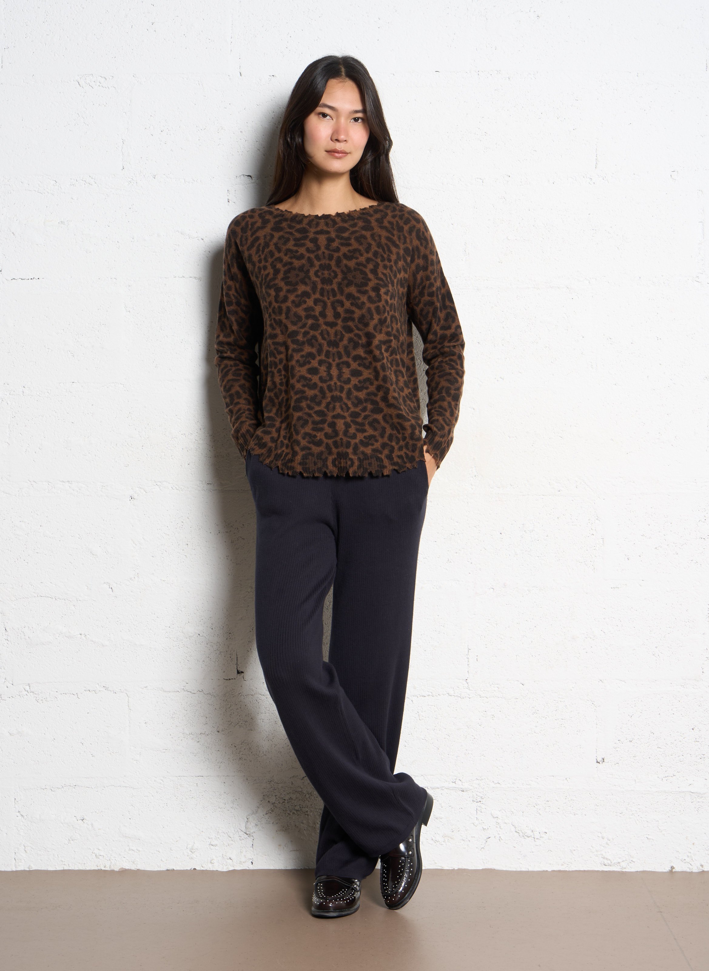 Pull col bateau en cachemire melah KUJTEN Marron