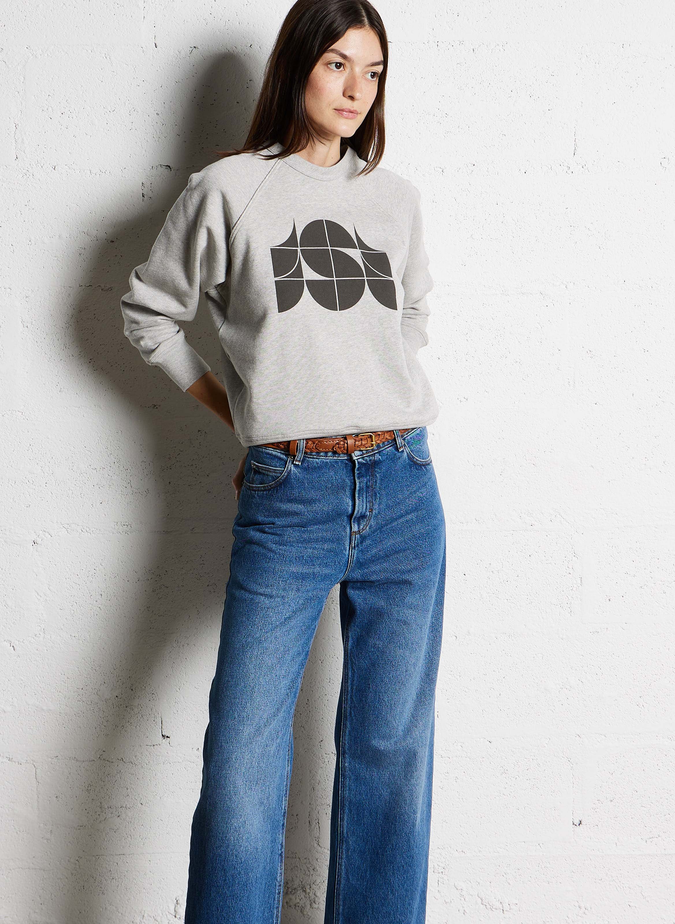 Sweat droit col rond en coton bio pascal SOEUR Gris