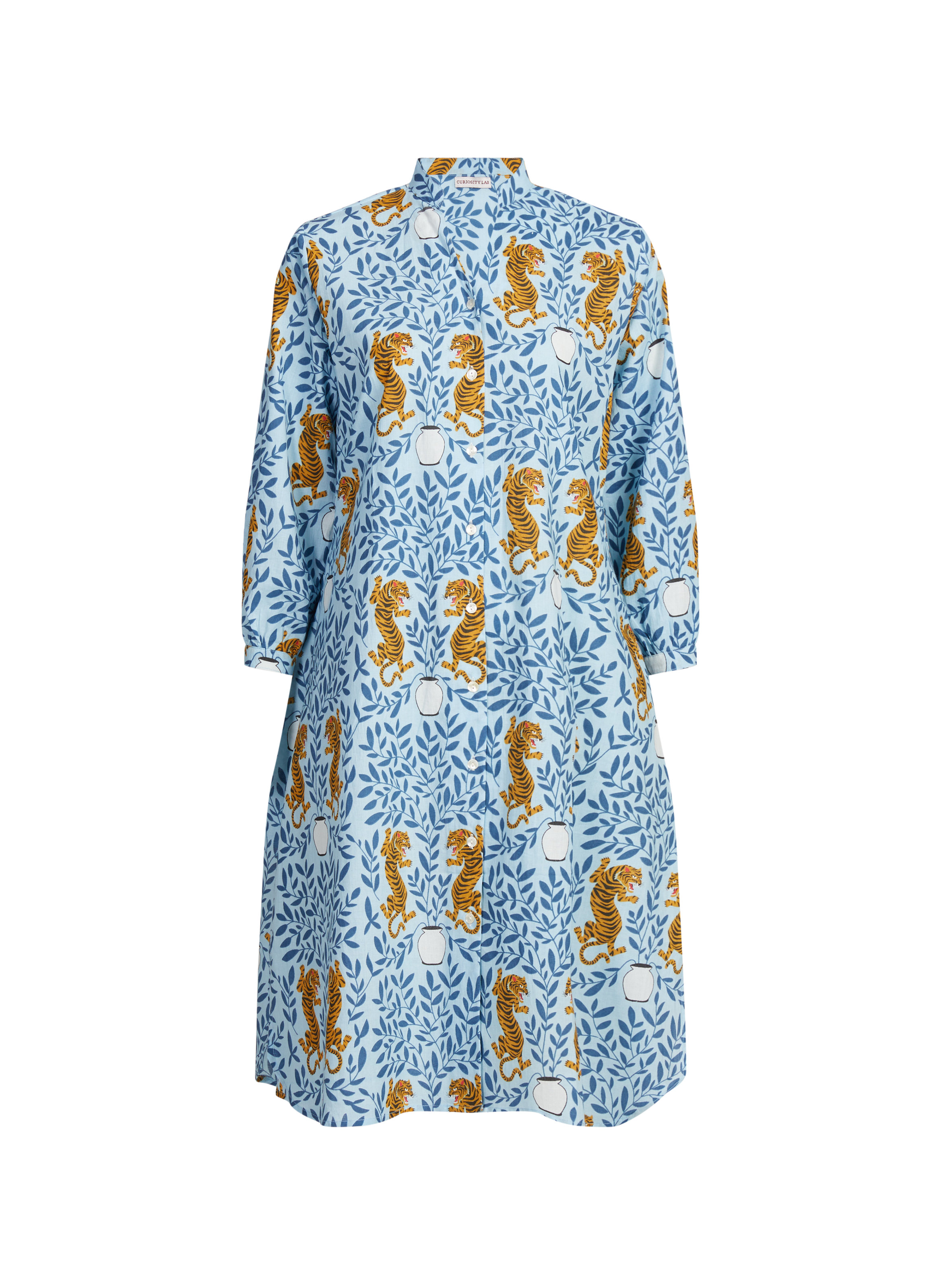 Tiger print cotton nightdress CURIOSITY LAB Blue