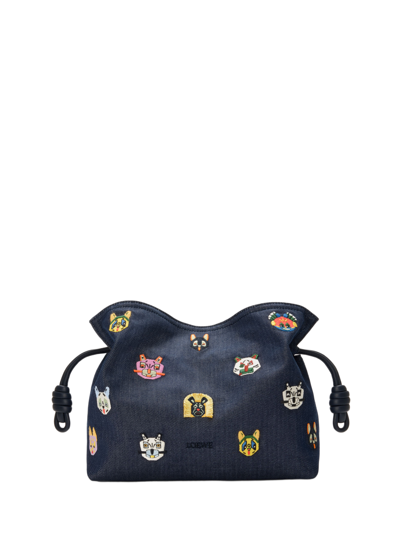 LOEWE x Louis Wain - Flamenco clutch moyen Cats en denim brodé LOEWE Bleu