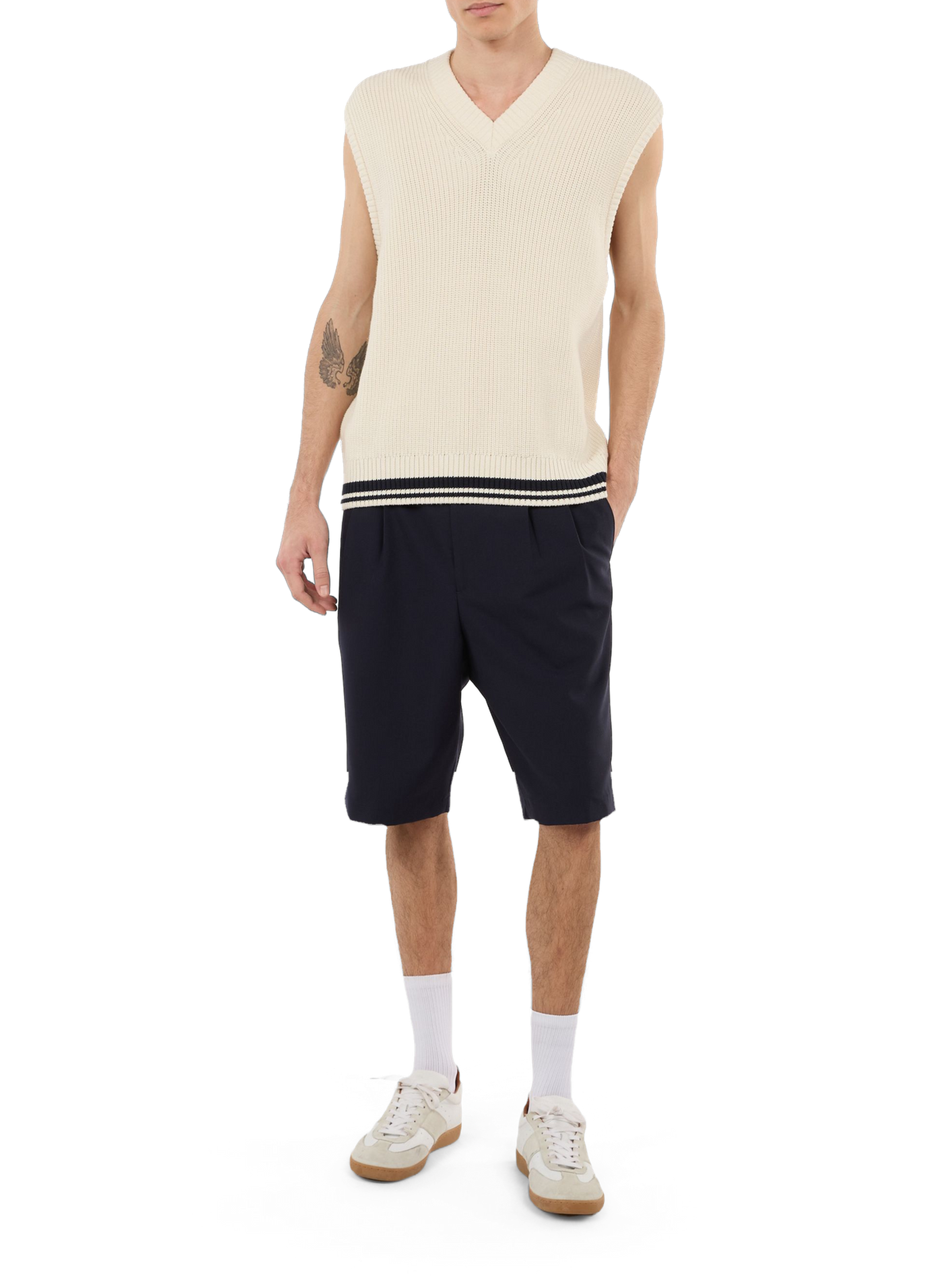 Hold sleeveless cotton knit vest SAISON 1865 Beige