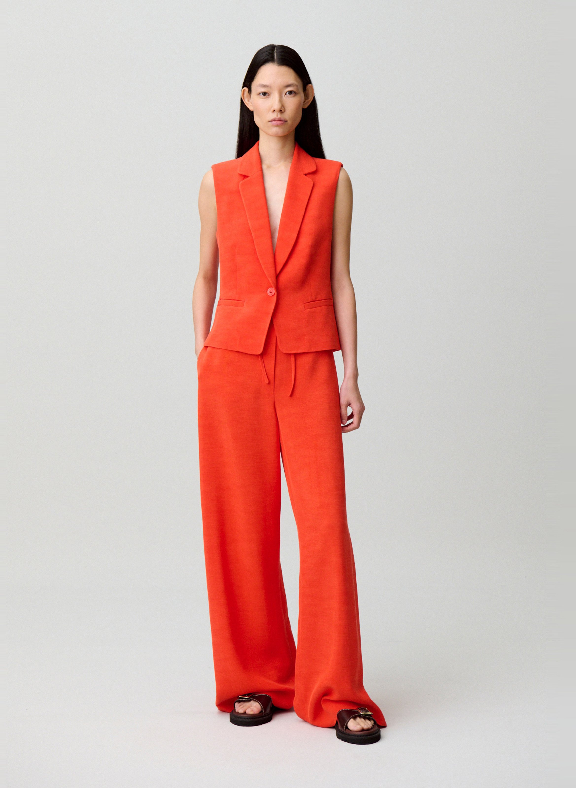 Veste tailleur sans manches unie CLAUDIE PIERLOT Orange