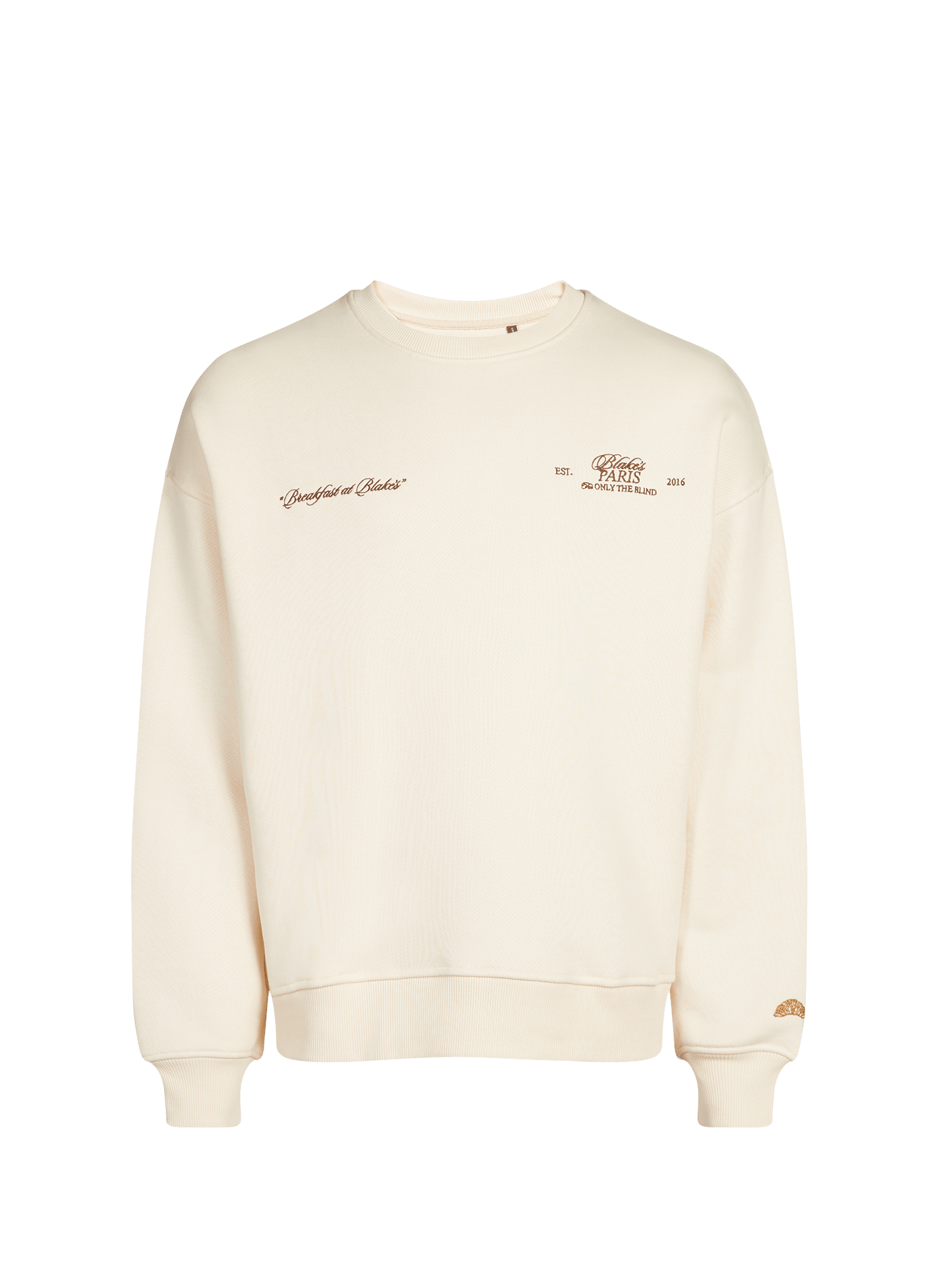 Sweat brodé Breakfast at Blake's en coton ONLY THE BLIND Beige