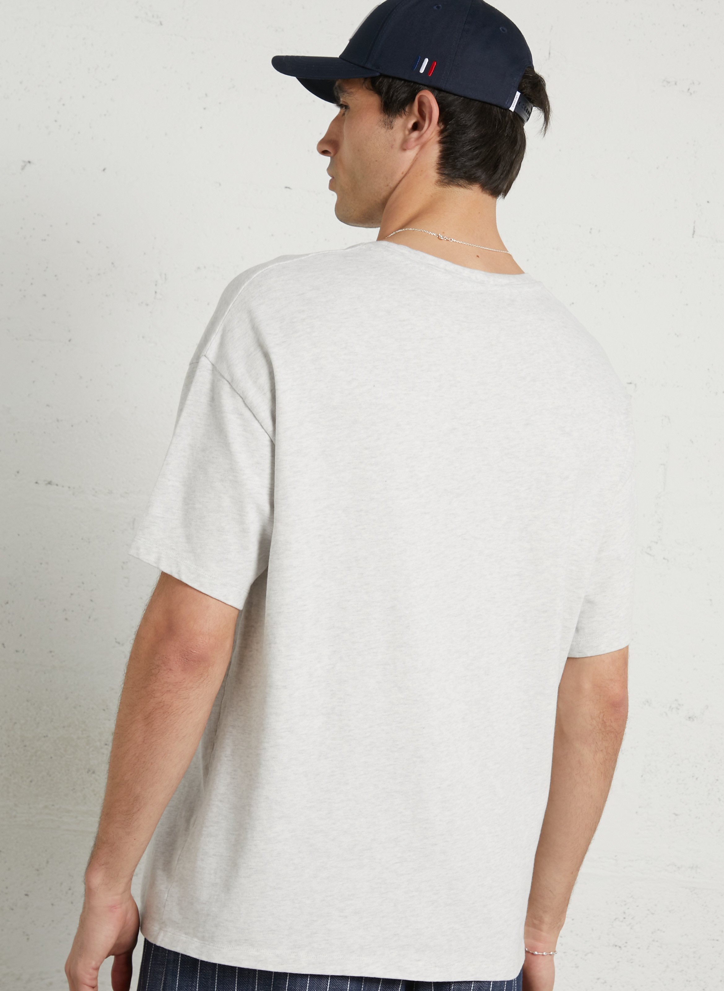 Tee-shirt droit col rond sérigraphié en coton ykobow AMERICAN VINTAGE Gris