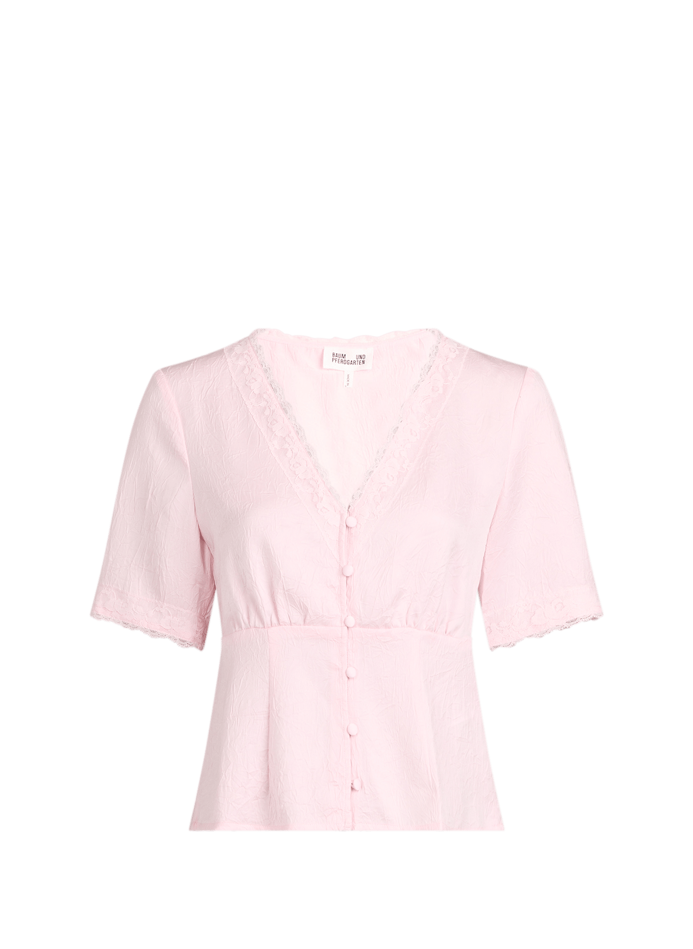 Top col V froissé à détail dentelle BAUM UND PFERDGARTEN Rose