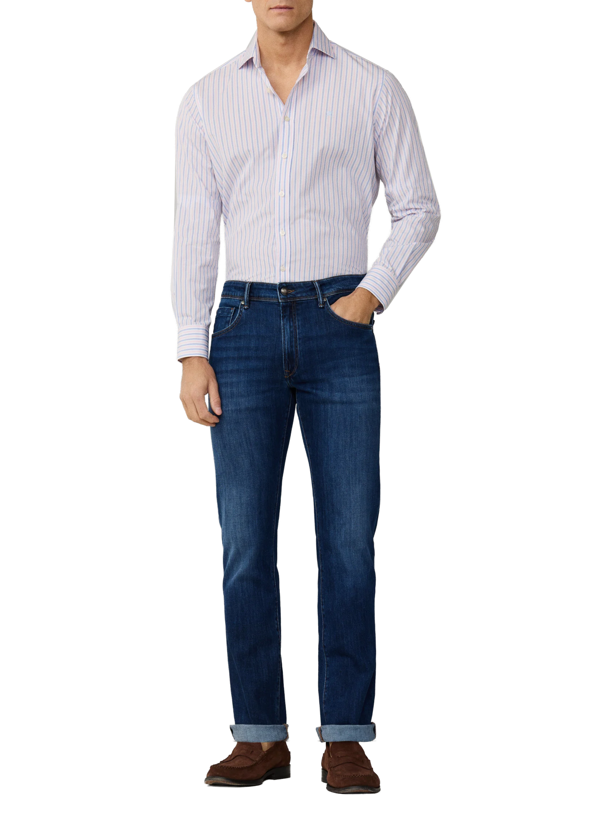 Straight striped cotton shirt HACKETT Pink