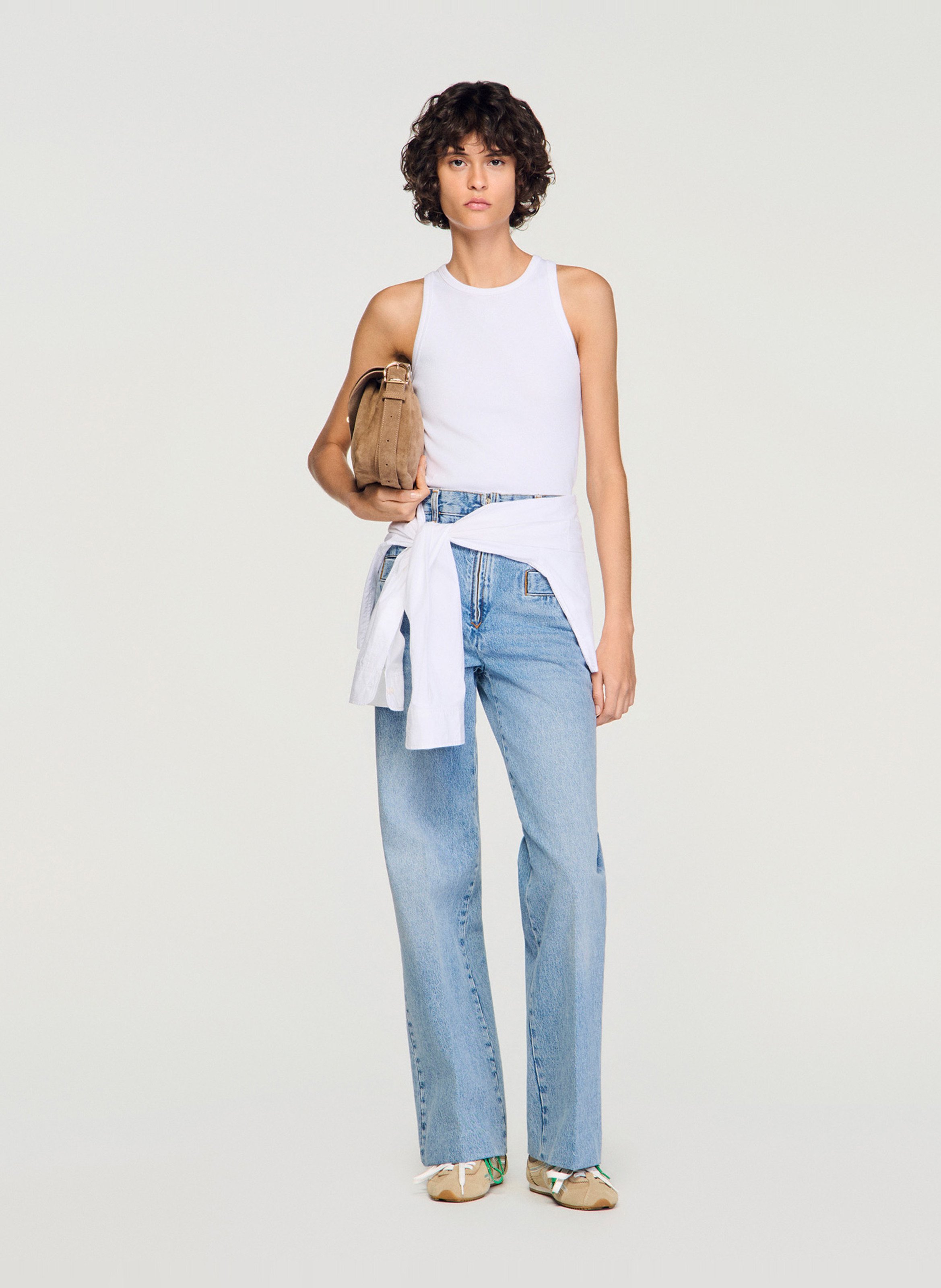 Débardeur col rond en coton Blanc