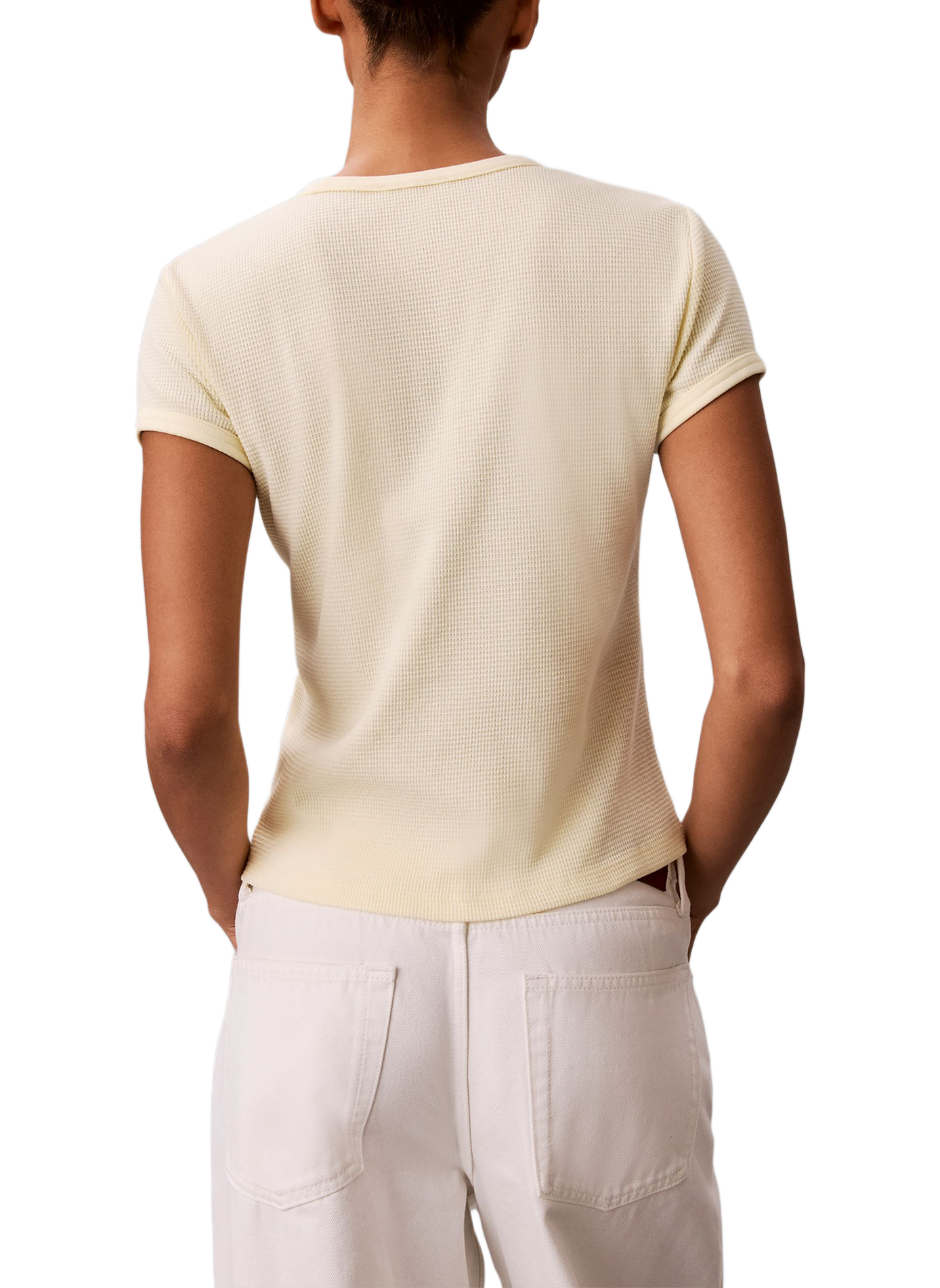 T-shirt gaufré en coton mélangé CALVIN KLEIN Jaune