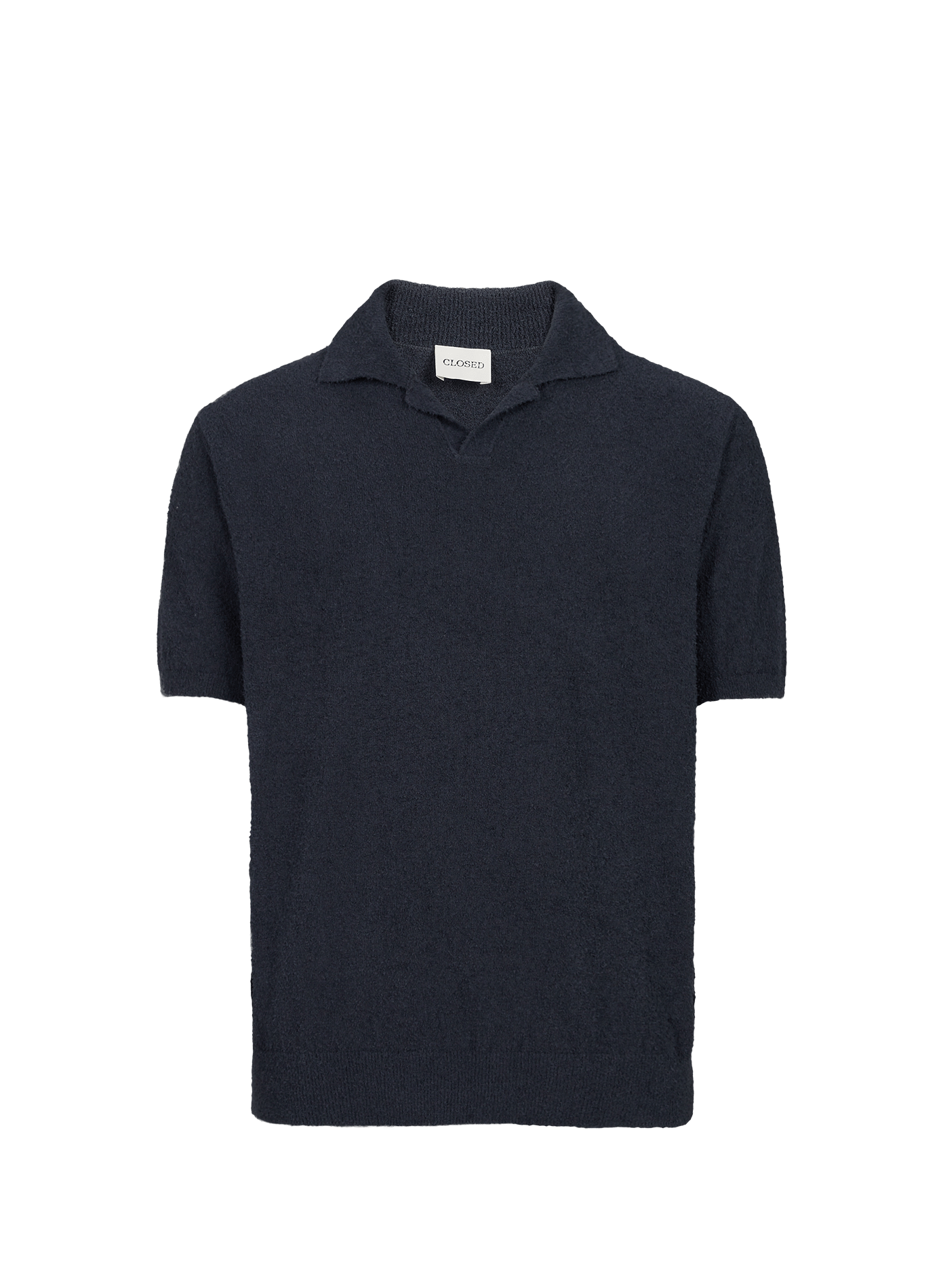 Short-sleeved polo in mixed cotton knit. CLOSED Black