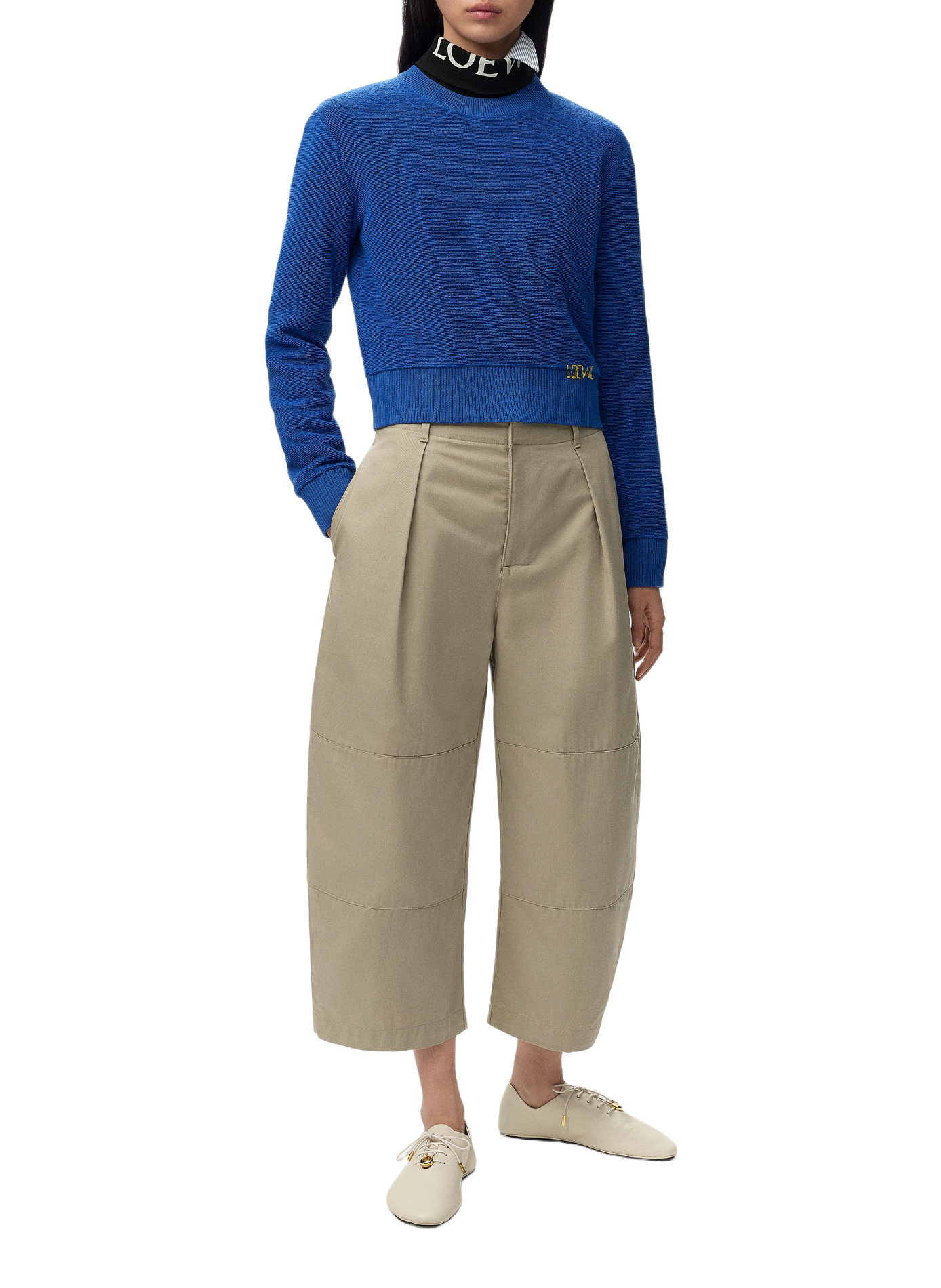 Cropped cotton trousers LOEWE Green