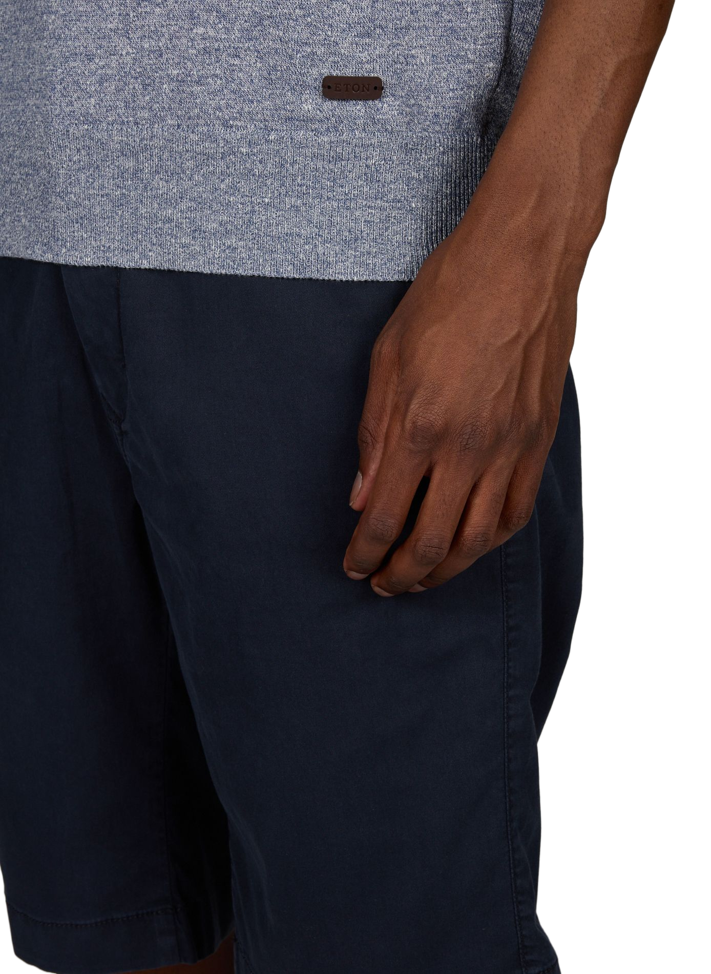 Linen and cotton blend polo ETON Blue
