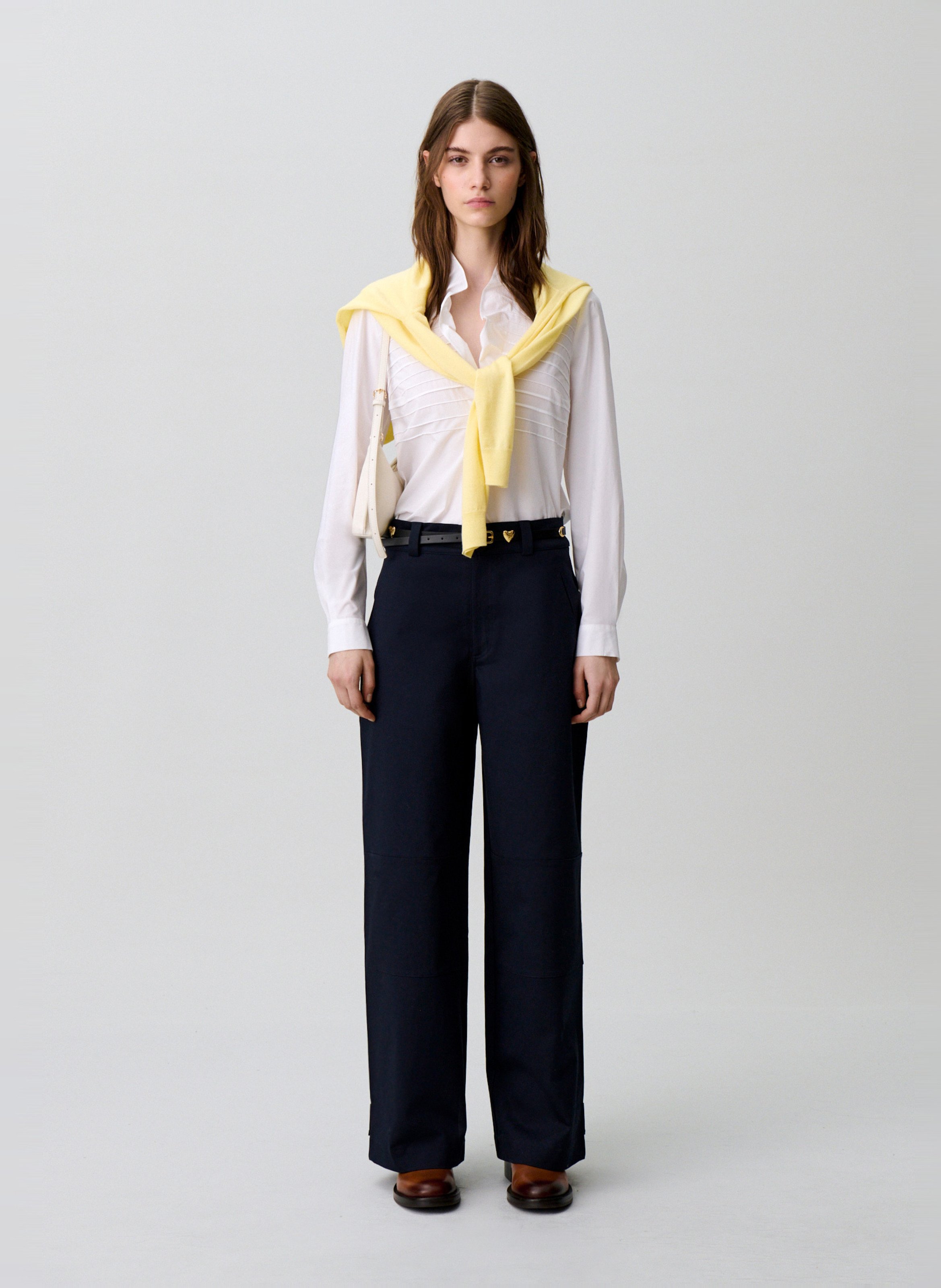 Pantalon large en coton mélangé CLAUDIE PIERLOT Bleu