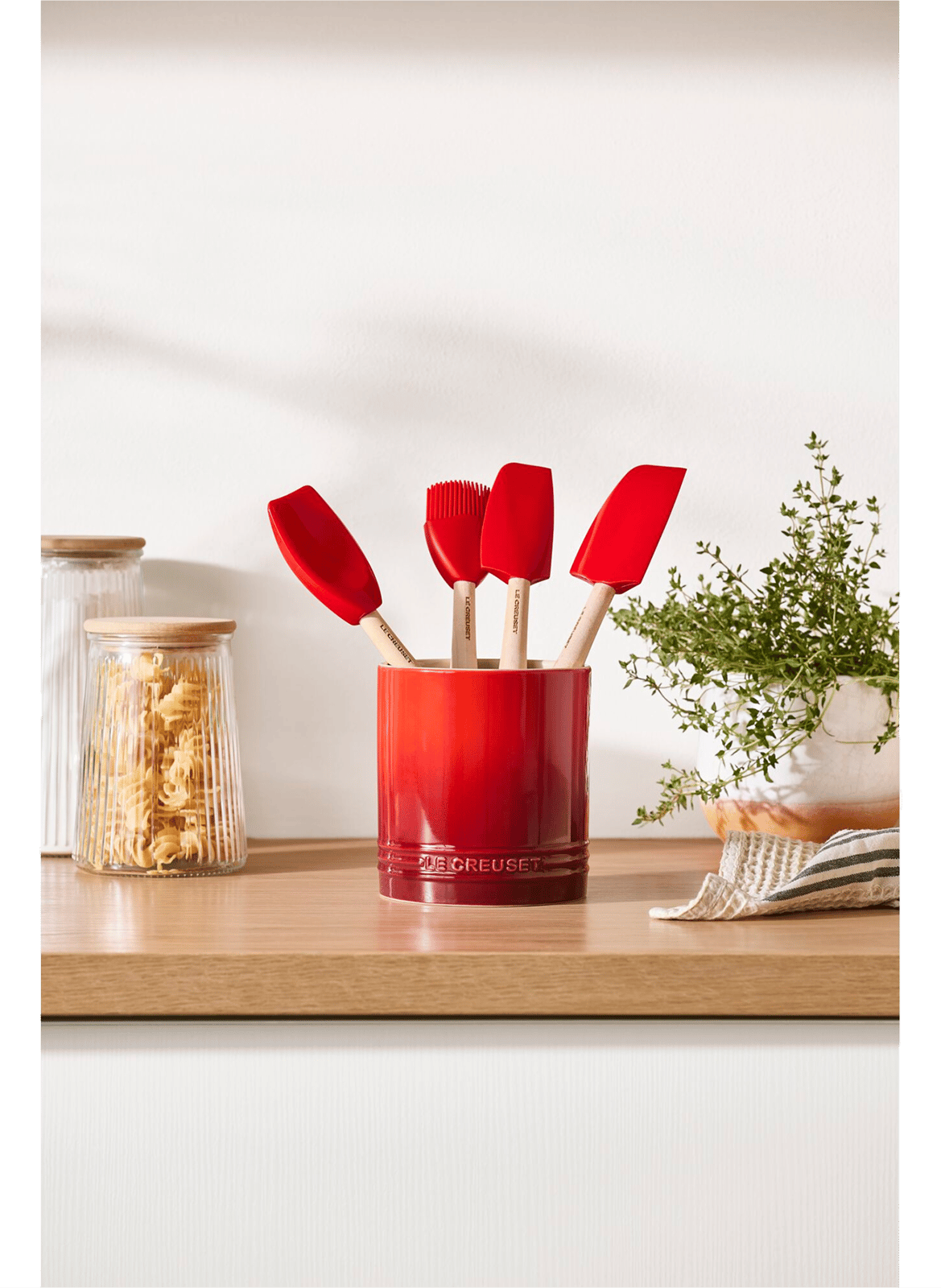 Keramik-Signaturutensilienbehälter LE CREUSET Rot