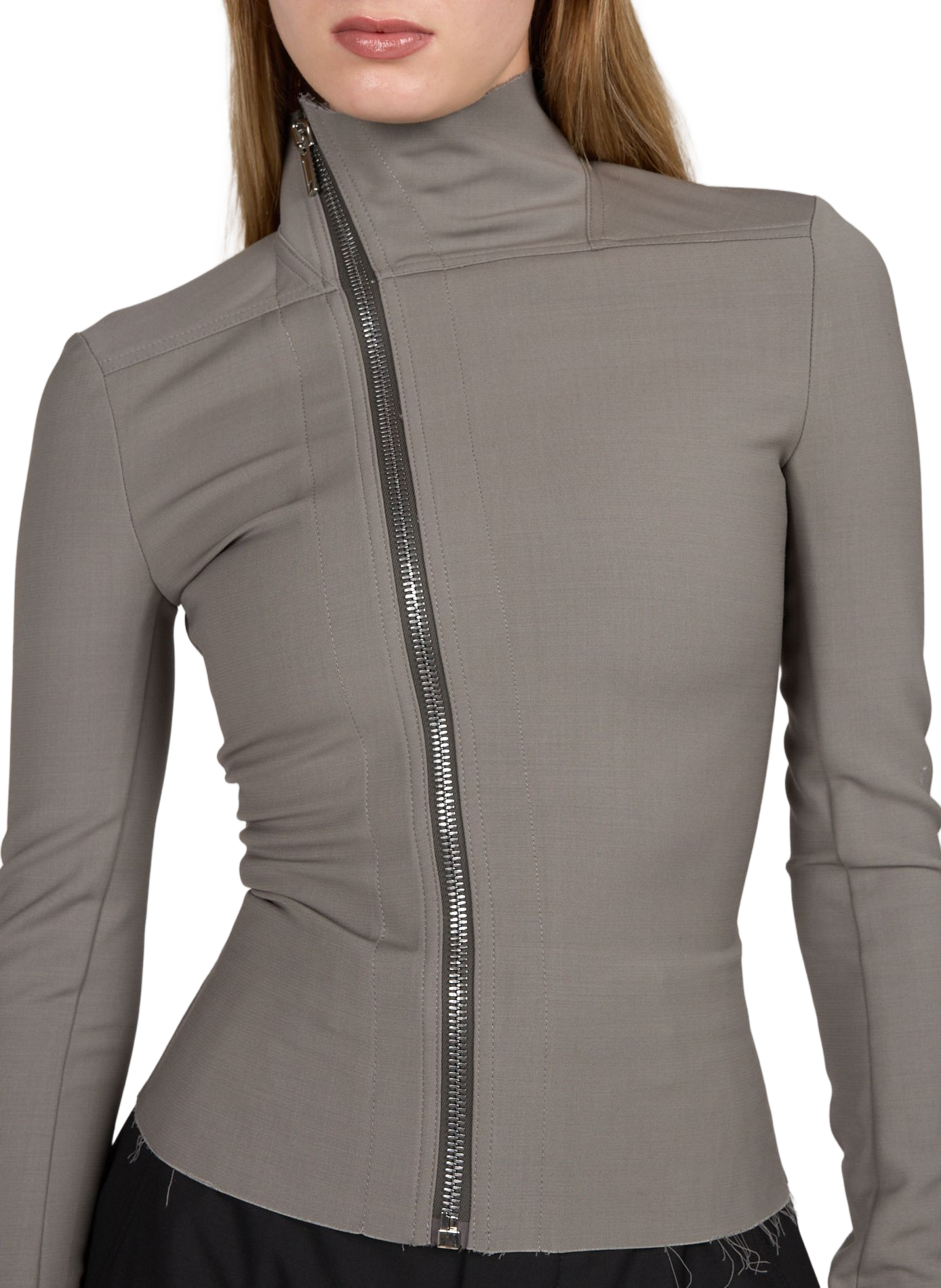 Asymmetrische Jacke mit Stehkragen aus Mischwolle RICK OWENS Grau