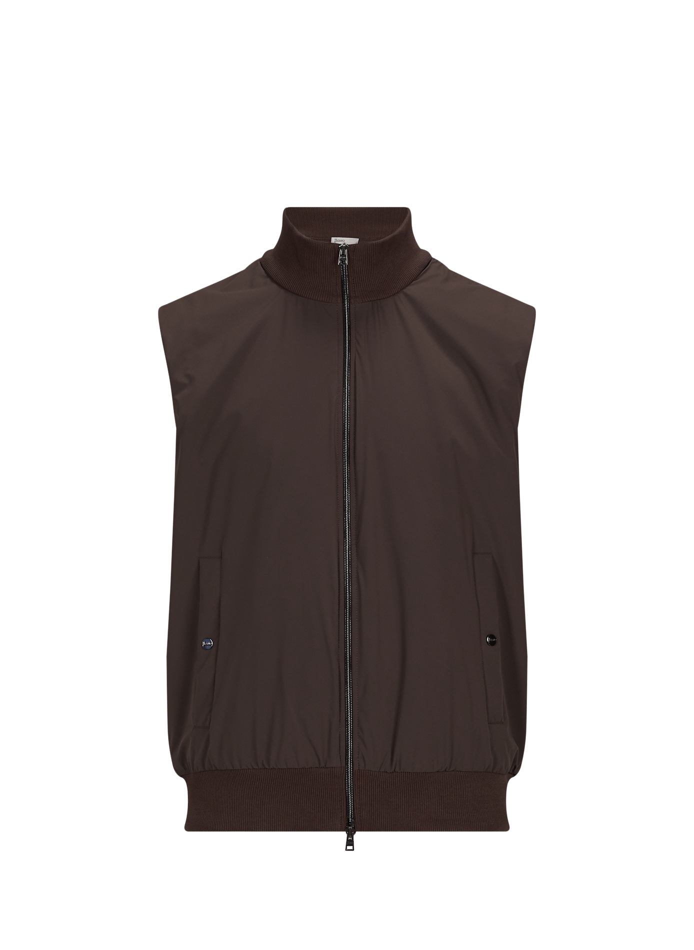 Sleeveless straight cotton jacket HERNO Brown