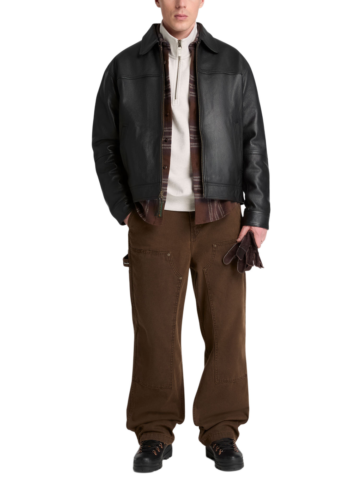Straight leather jacket TIMBERLAND Black