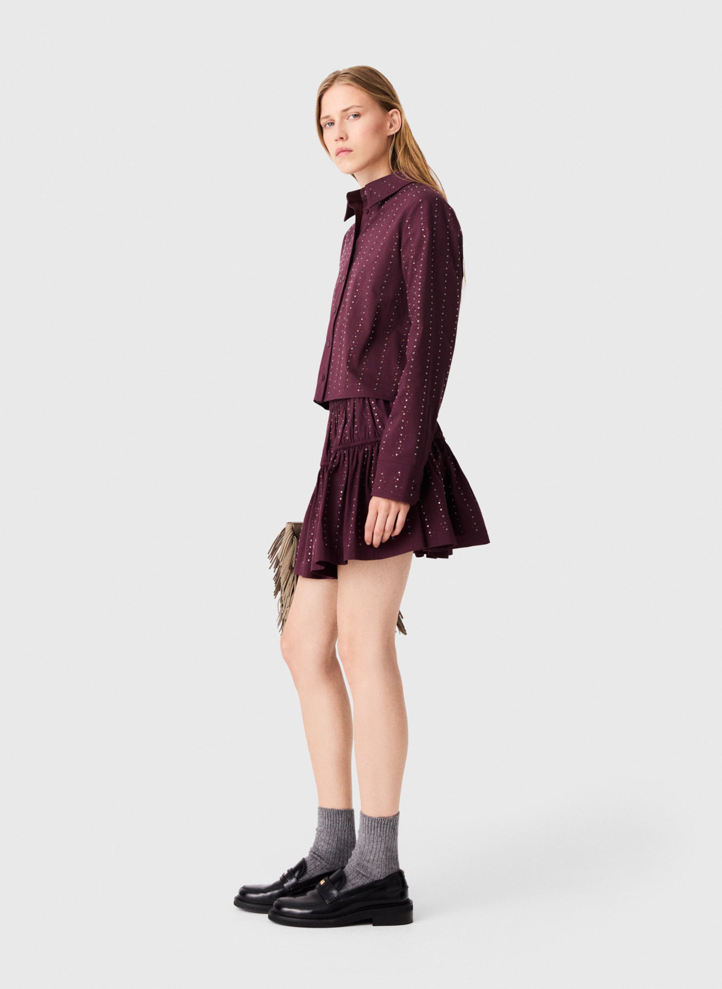 Jupe courte en coton mélangé MAJE Rouge