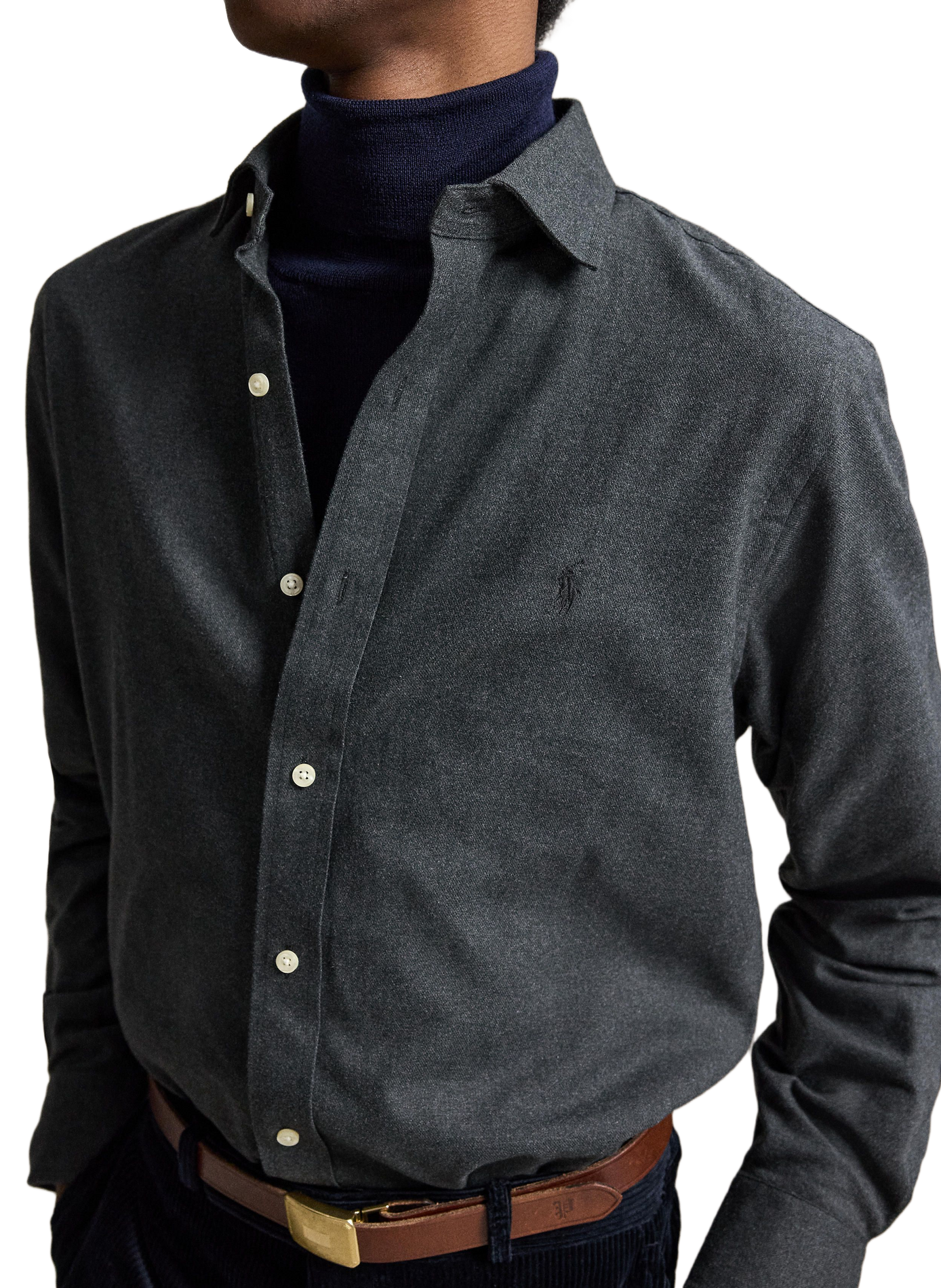 Chemise droite en coton mélangé POLO RALPH LAUREN Gris