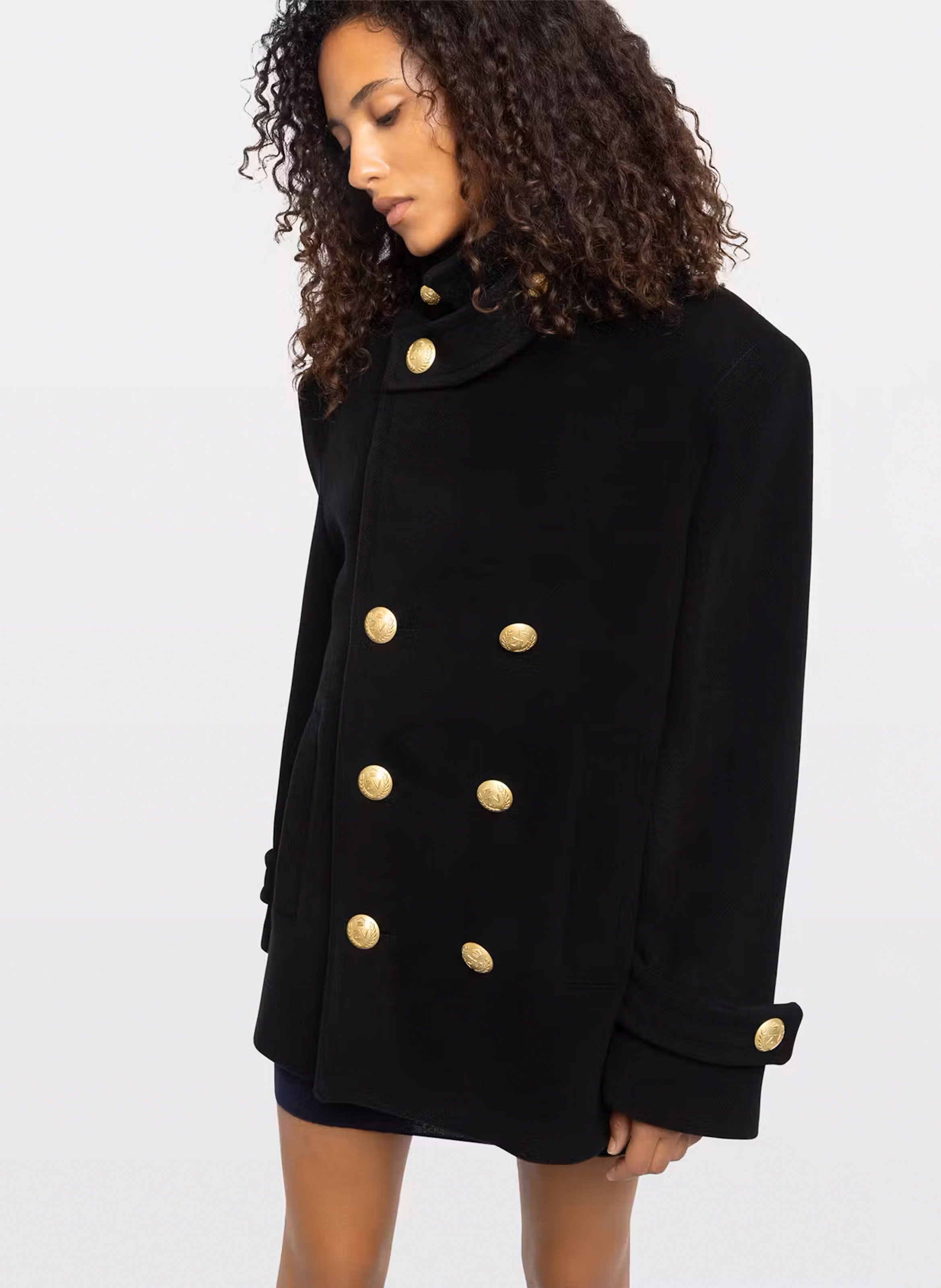 Manteau droit boutonné en laine mélangée masivo ZADIG&VOLTAIRE Noir