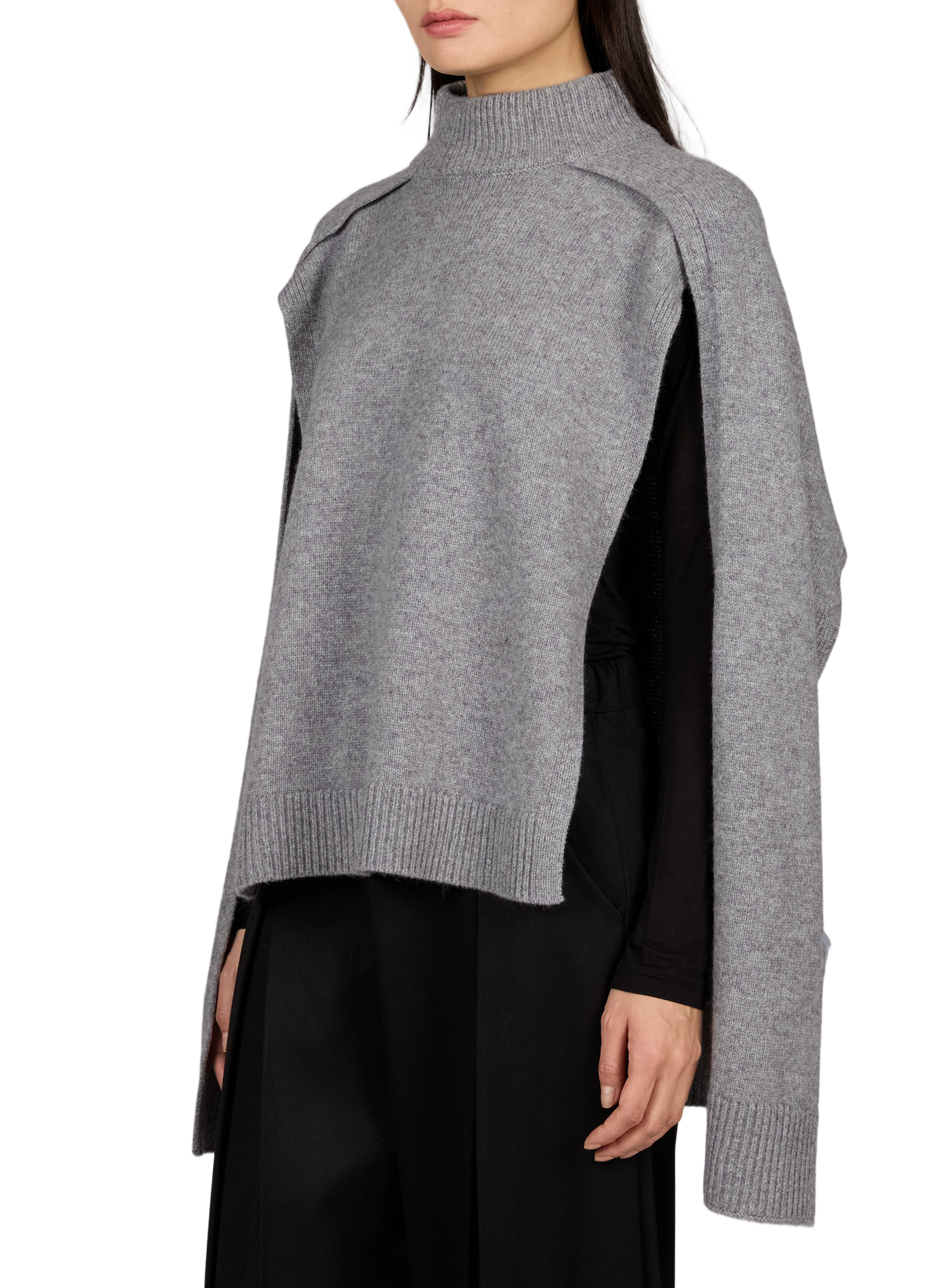 Weiter asymmetrischer Wollpullover SOURCE UNKNOWN Grau