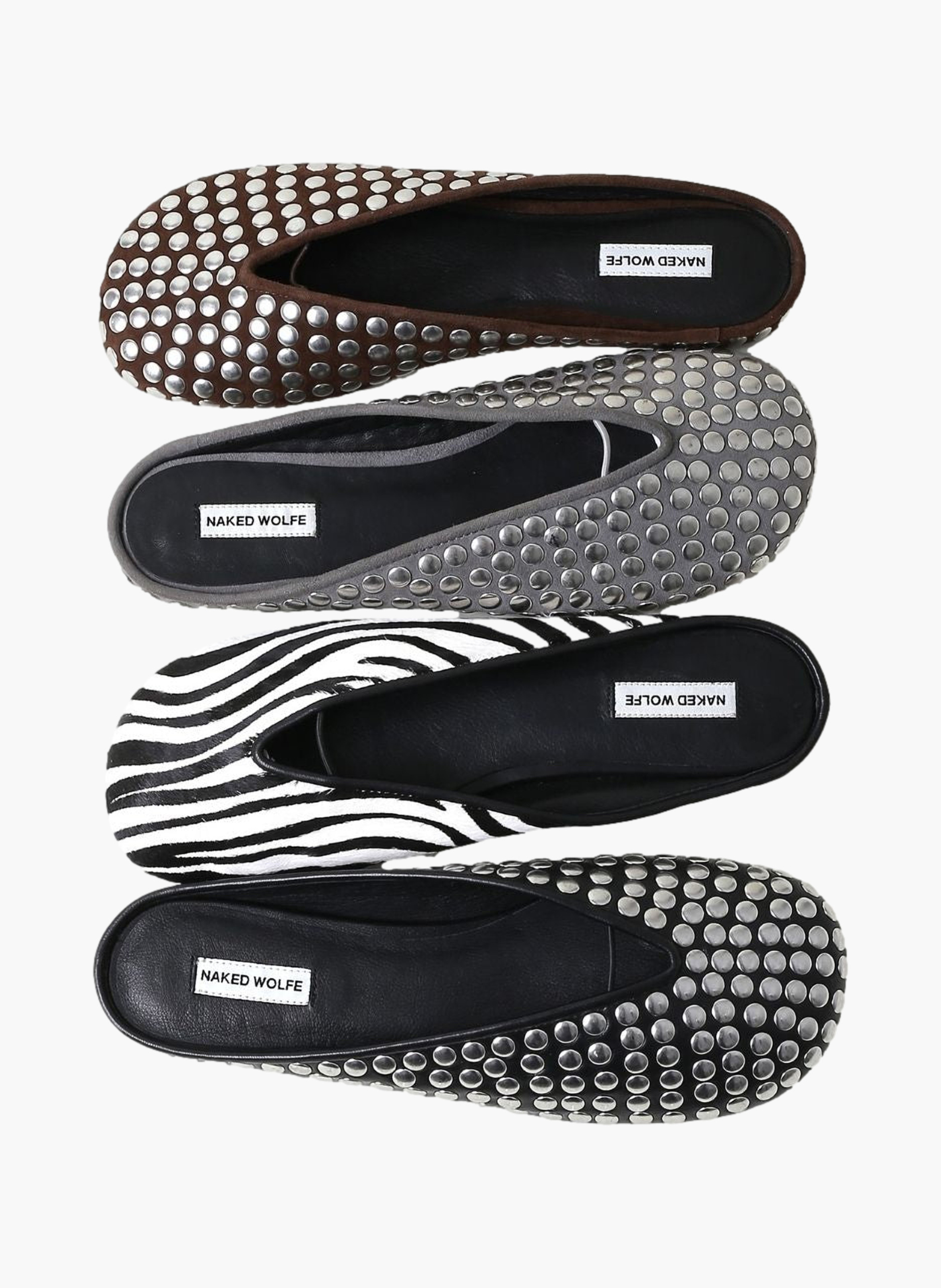 Pippa ballerina's van suède met studs NAKED WOLFE Grijs