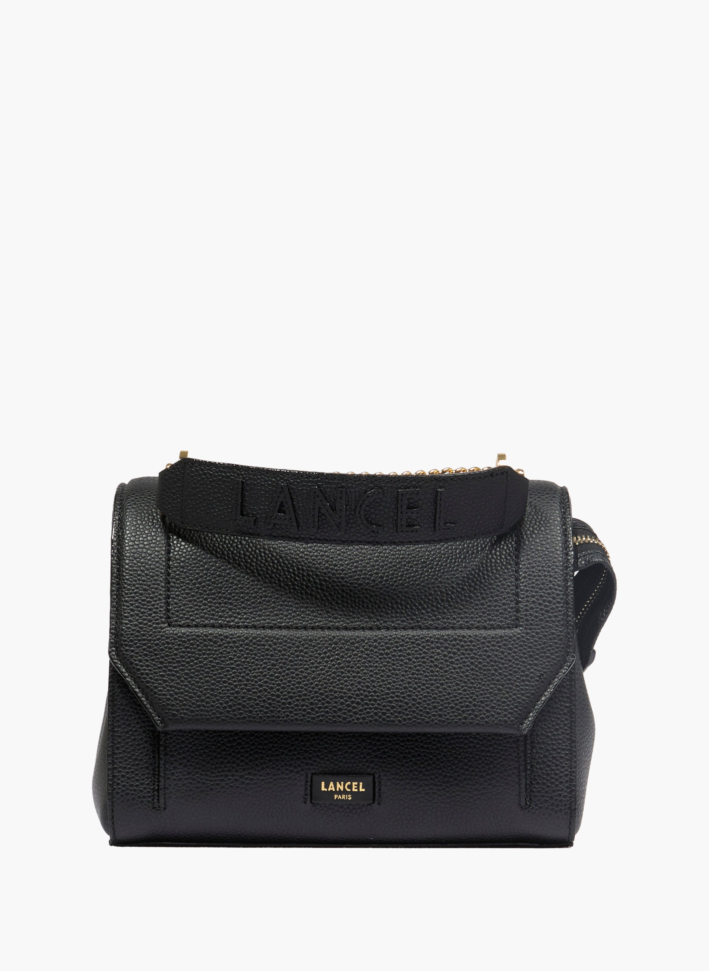 Schoudertas met flap van Lancel in leer  Noir/dore