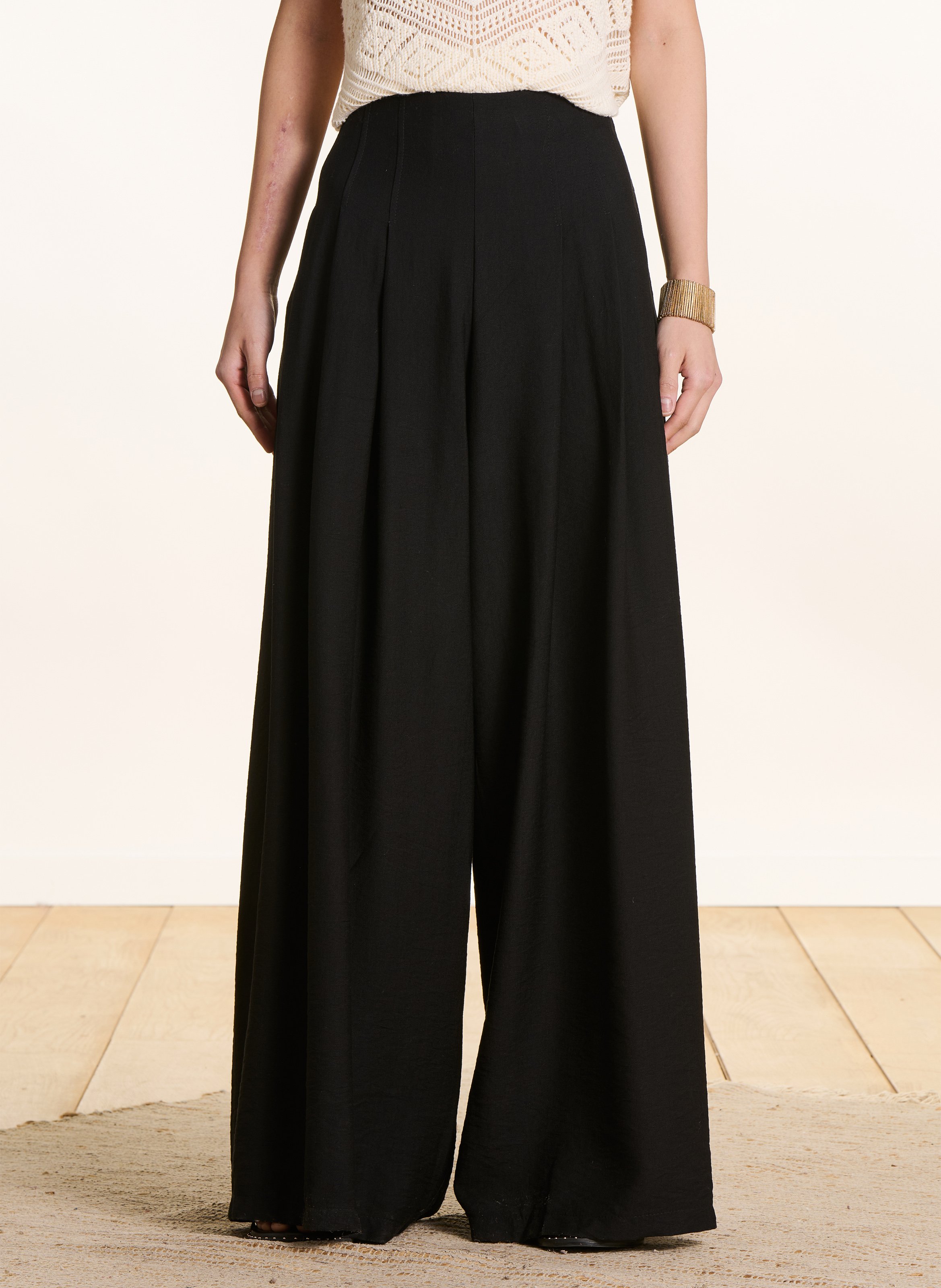 Wijde hoge taille broek LA FEE MARABOUTEE Zwart
