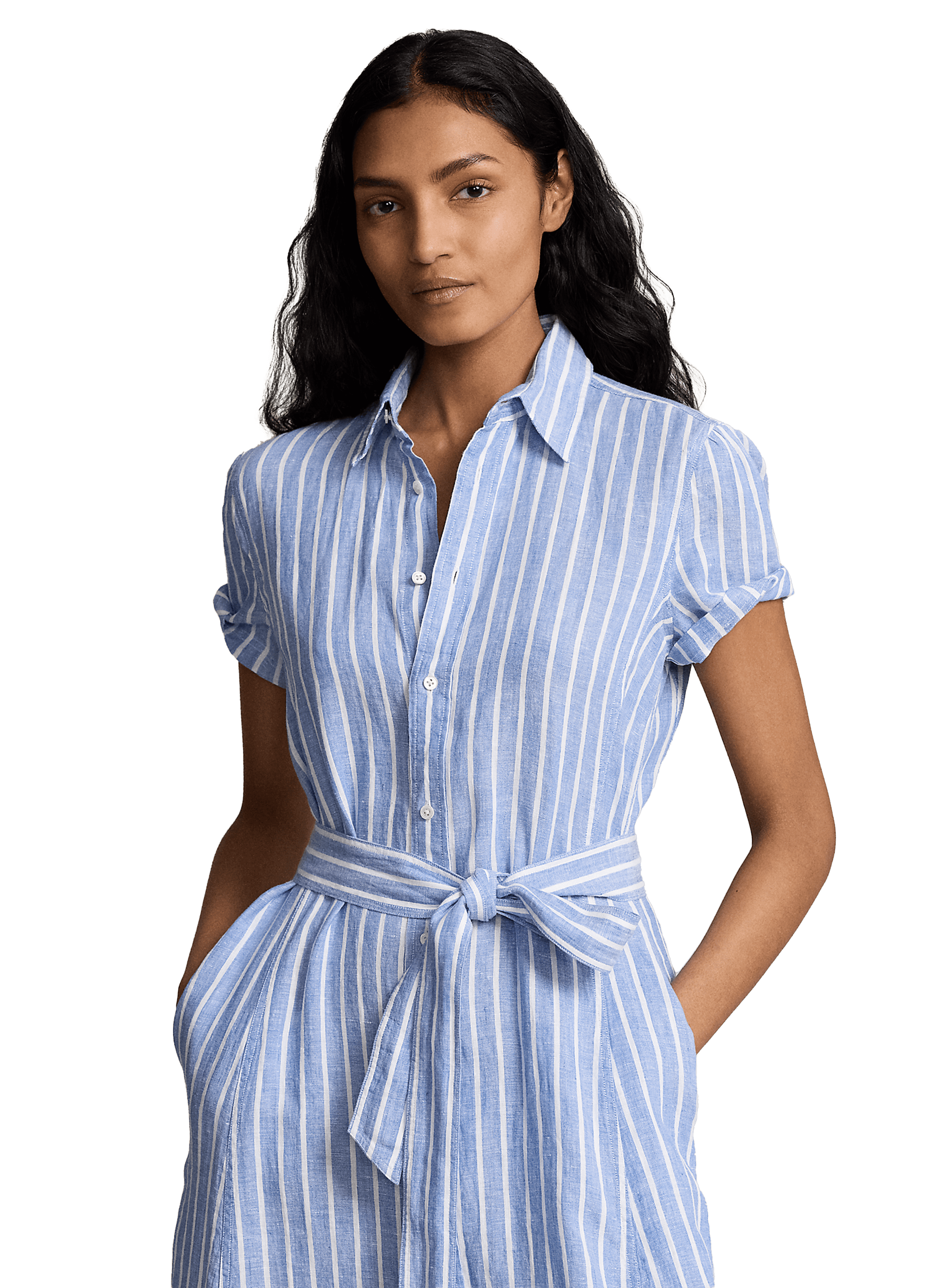 ROBE LONGUE RAYé EN LIN - POLO RALPH LAUREN pour FEMME | Printemps.com