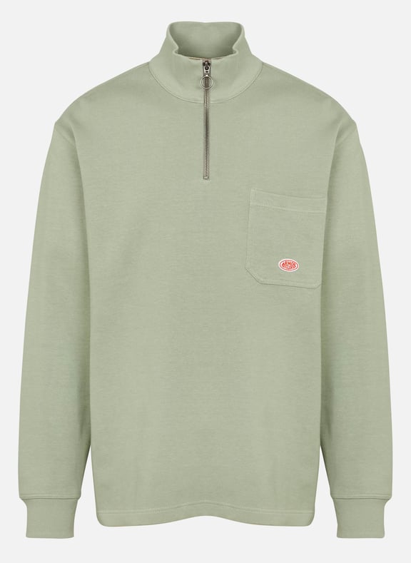Pull ample col montant zippé en coton bio heritage Kaki by ARMOR-LUX ARMOR-LUX Pull ample col montant zippé en coton bio heritage Kaki