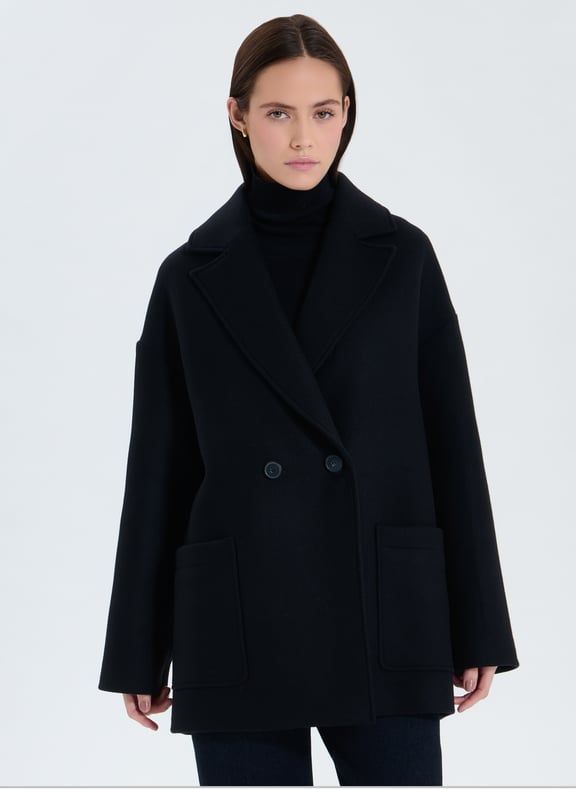 Manteau noisette droit - mirando Noir by ZAPA ZAPA Manteau noisette droit - mirando Noir