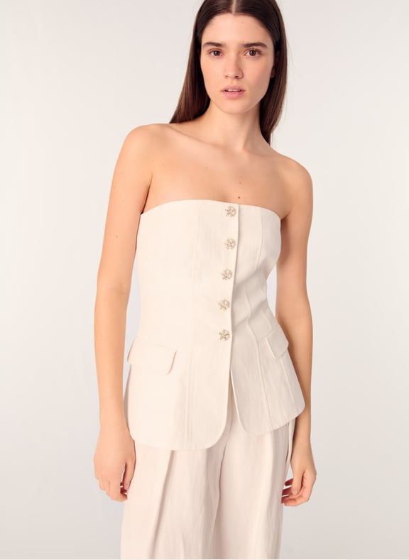 Top bandeau boutonné Beige by MAJE MAJE Top bandeau boutonné Beige