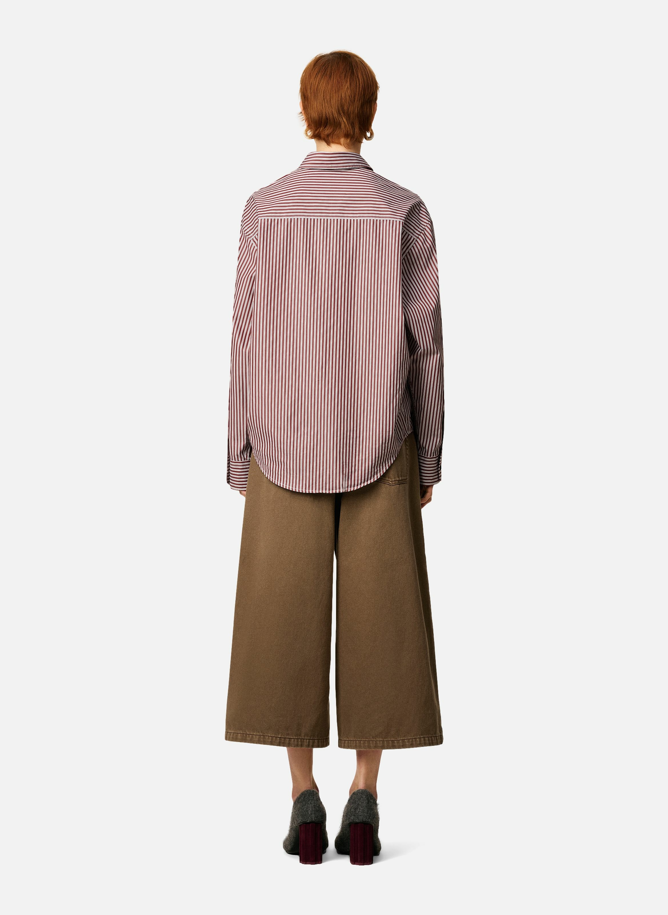 Chemise boxy rayée ami de coeur  en coton unisexe AMI PARIS Rouge