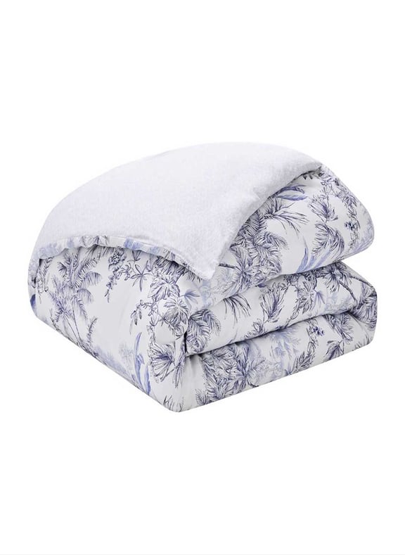 Housse de couette imprimée en satin de coton bio, rivages Bleu by ALEXANDRE TURPAULT ALEXANDRE TURPAULT Housse de couette imprimée en satin de coton bio, rivages Bleu