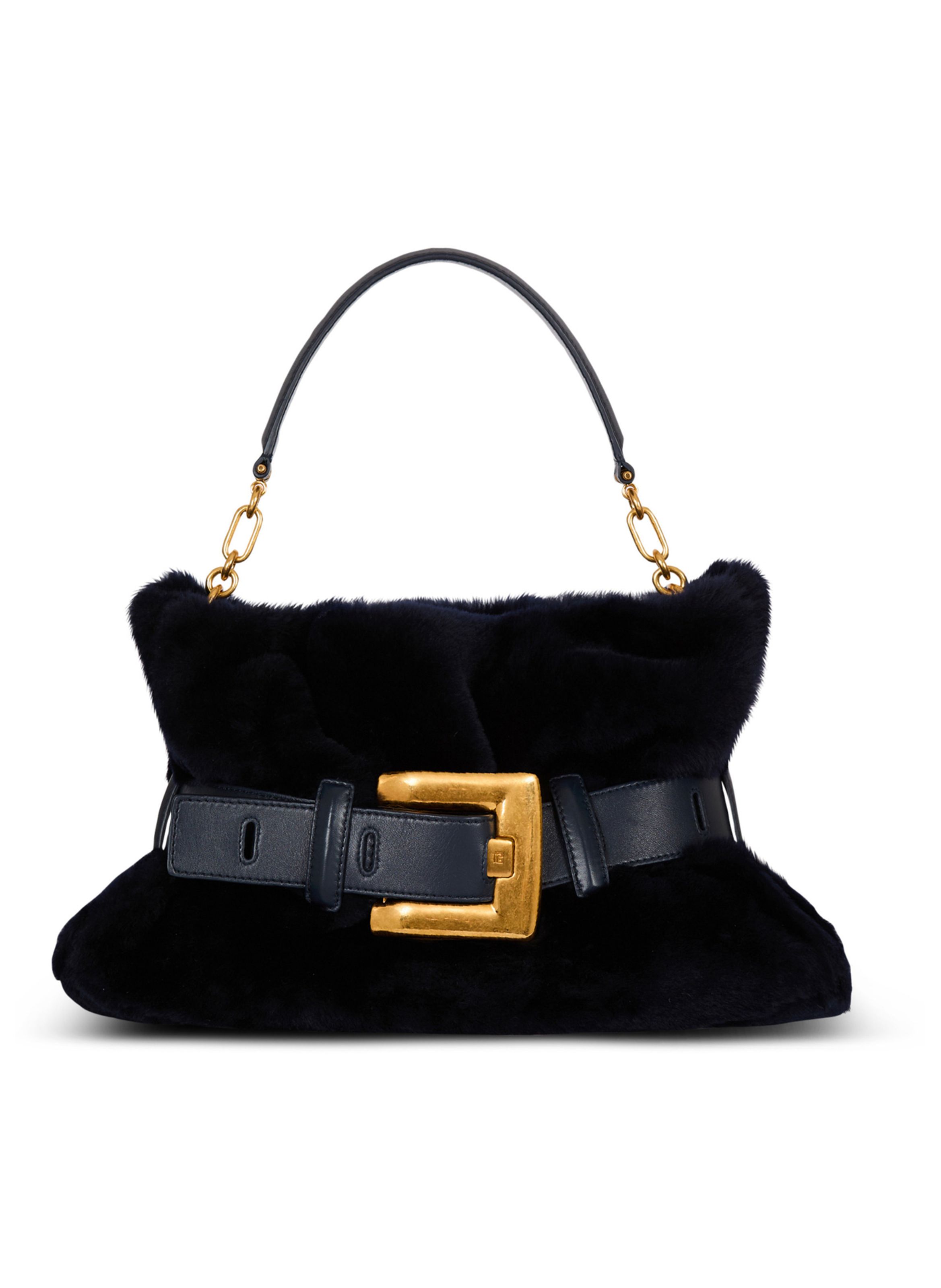 Sac anthem medium en shearling BALMAIN Bleu