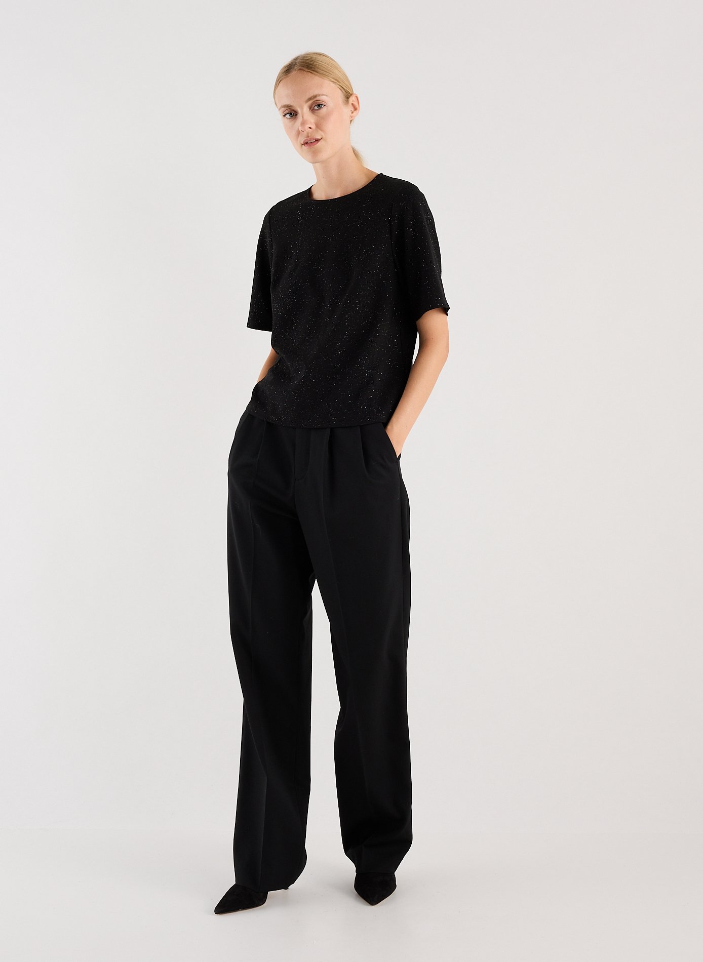 T-shirt Wimo col rond à paillettes  SAISON 1865 Noir