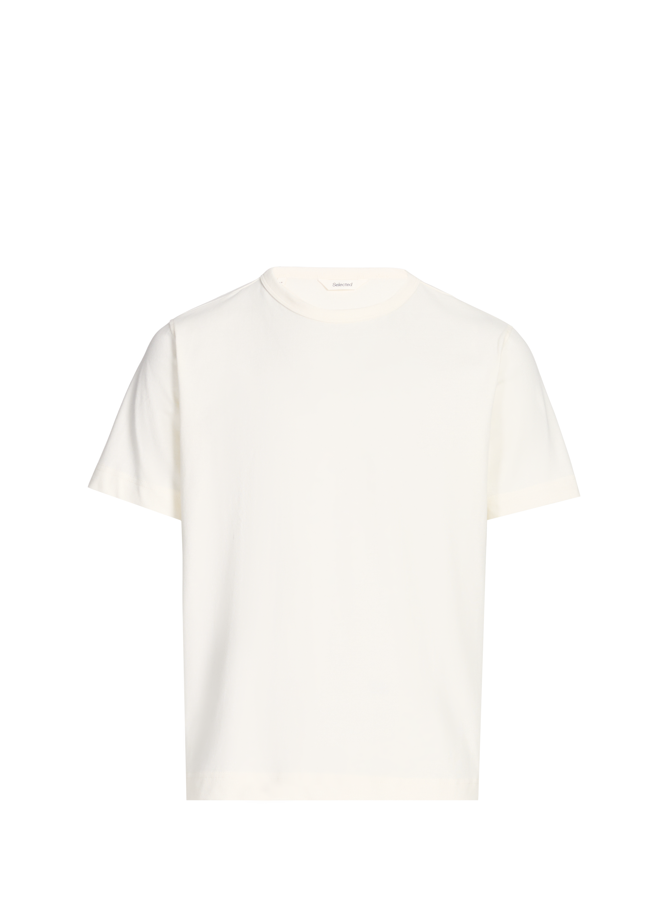 T-shirt col rond en coton organique SELECTED Beige