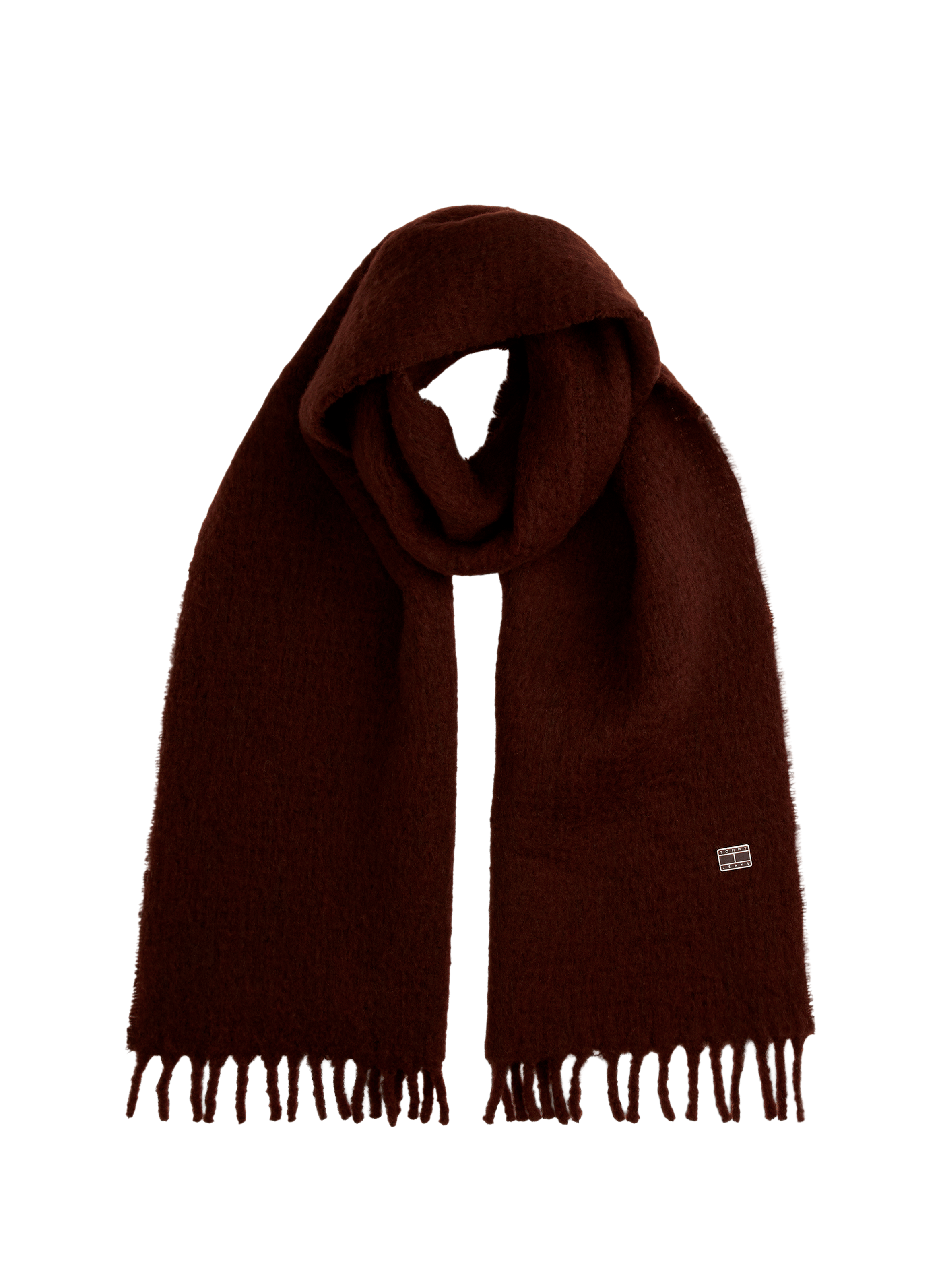 TOMMY HILFIGER Echarpe frangée en laine mélangée Brown