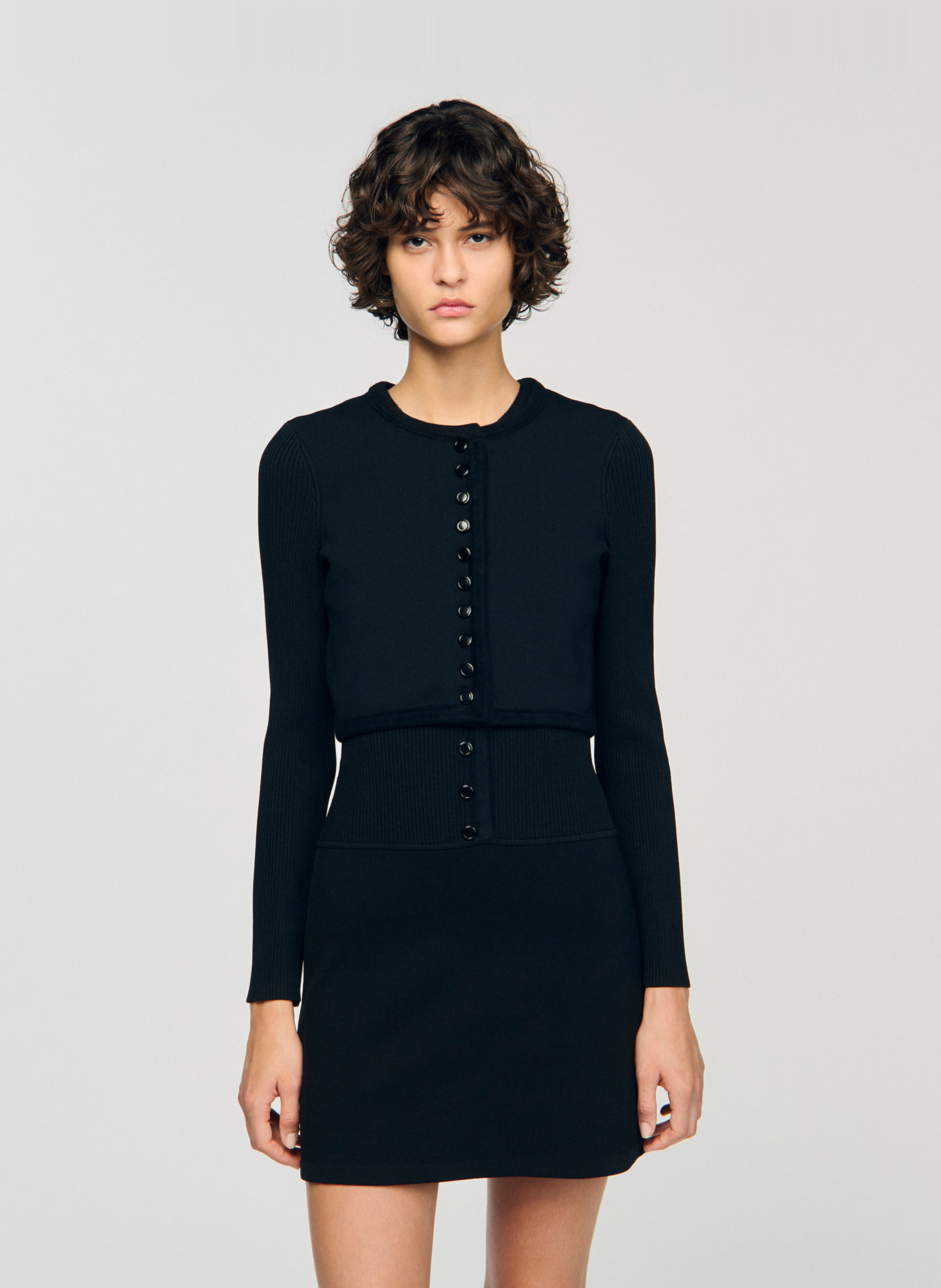 Cardigan près du corps col rond SANDRO Noir