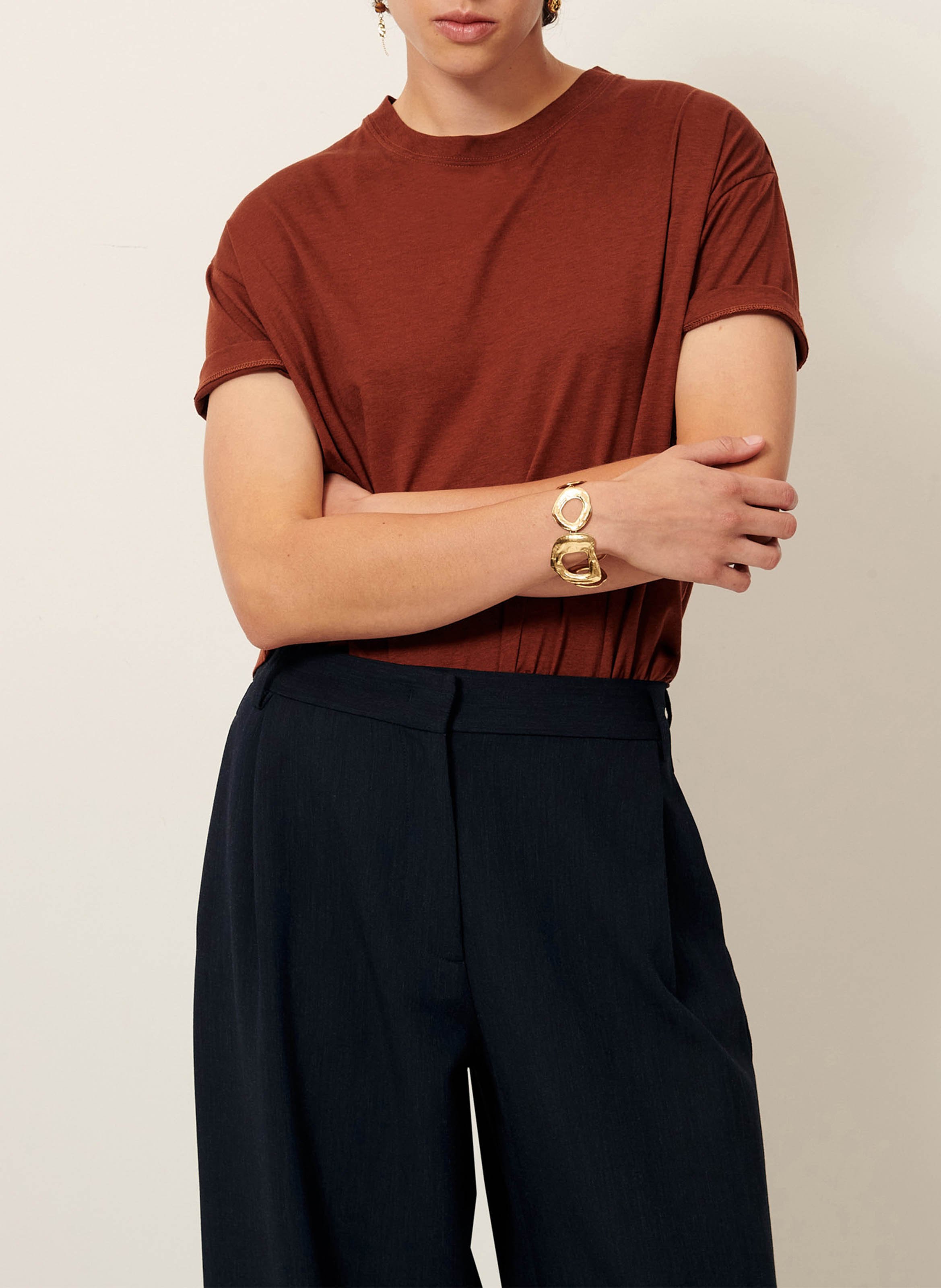 Tee-shirt oversize col rond too SESSUN Marron