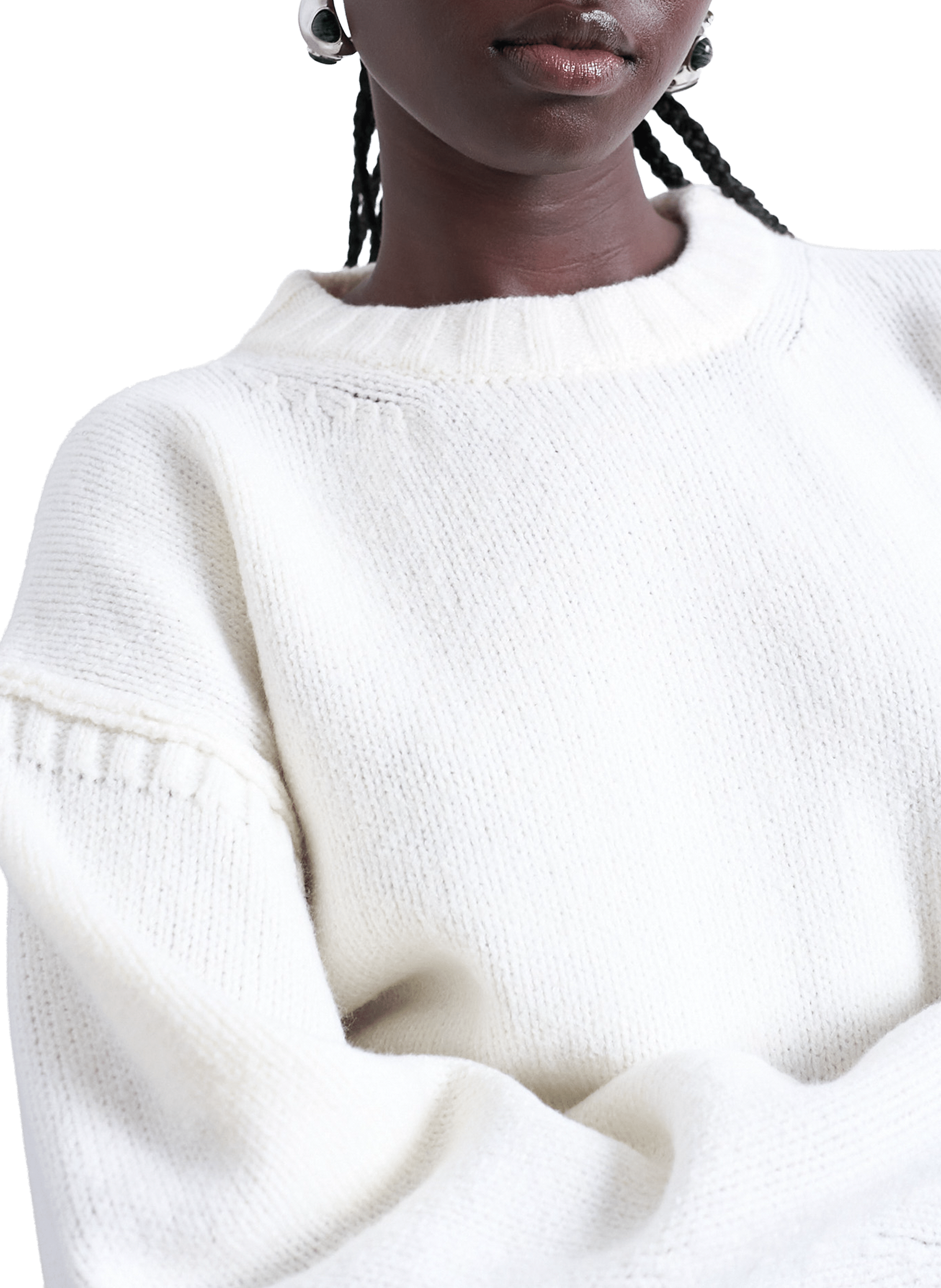 Oversized solid color sweater TOPSHOP White
