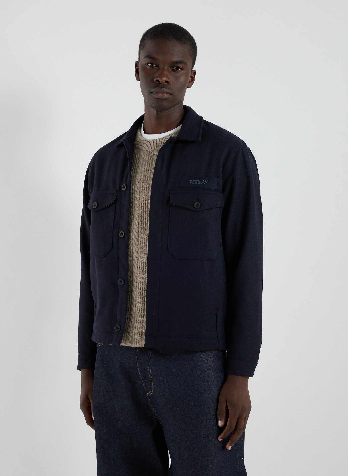 REPLAY Veste chemise unie Bleu
