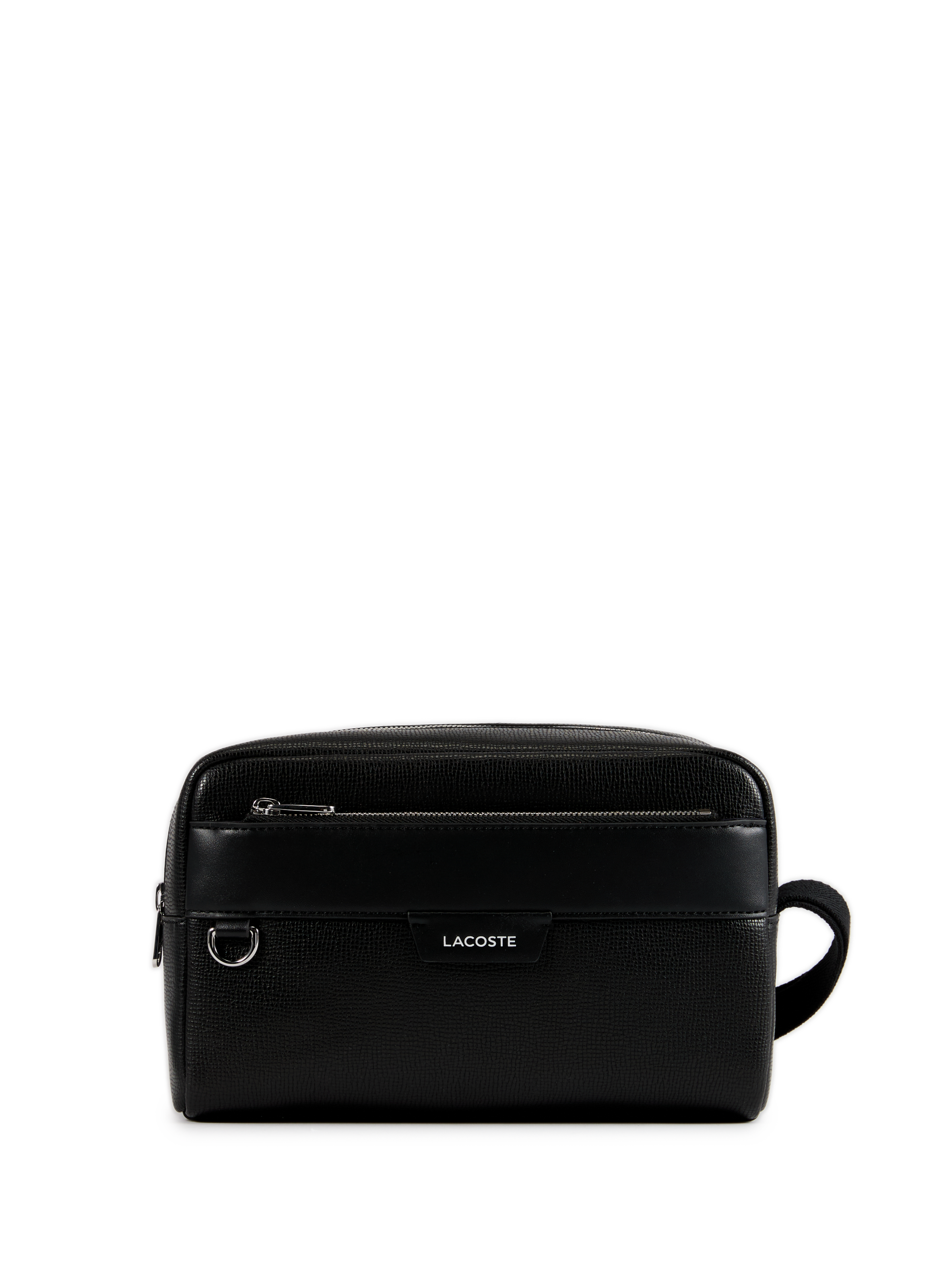 LACOSTE Leather toiletry bag Black