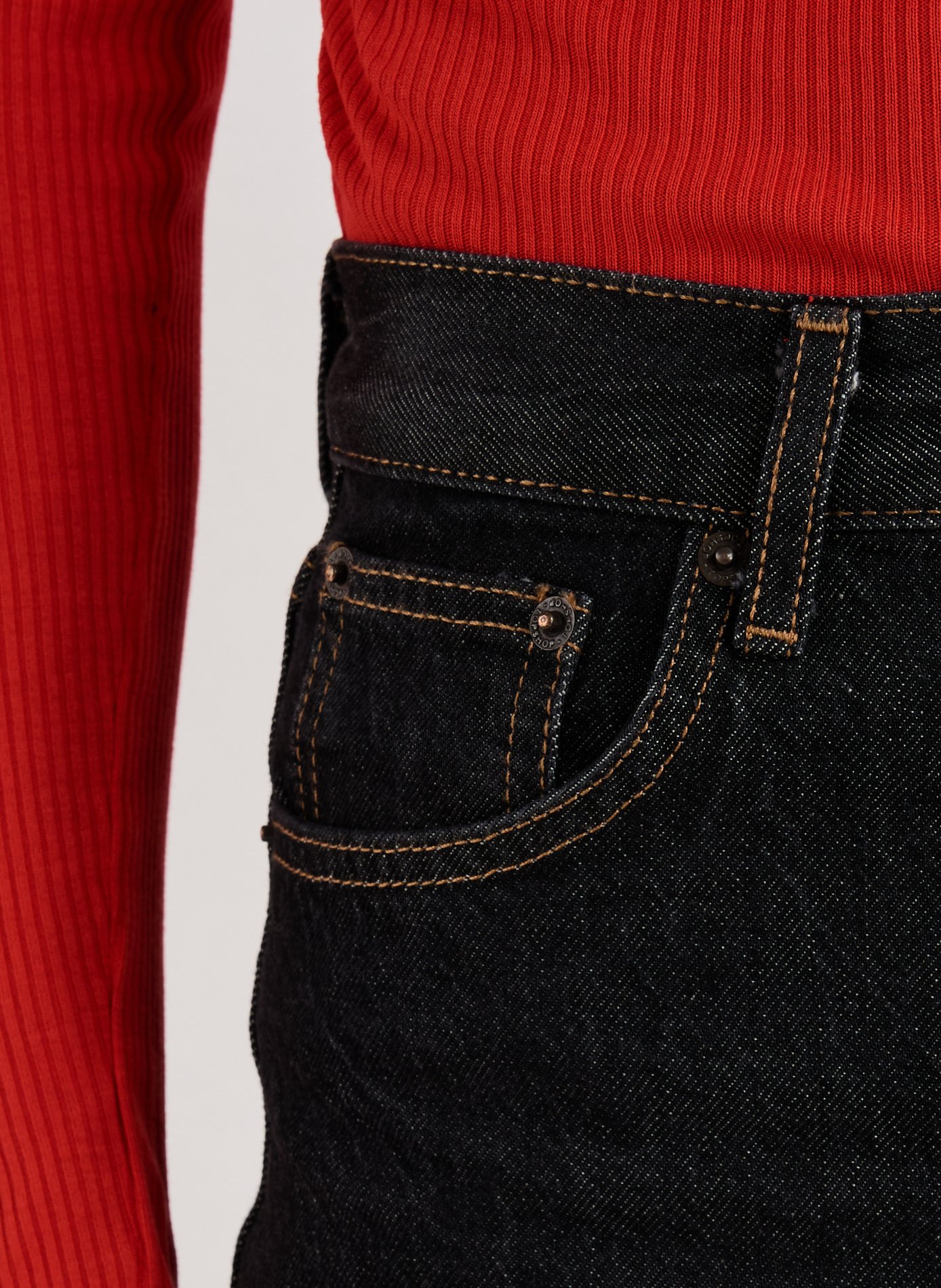 Jean wide leg en coton TOPSHOP Noir