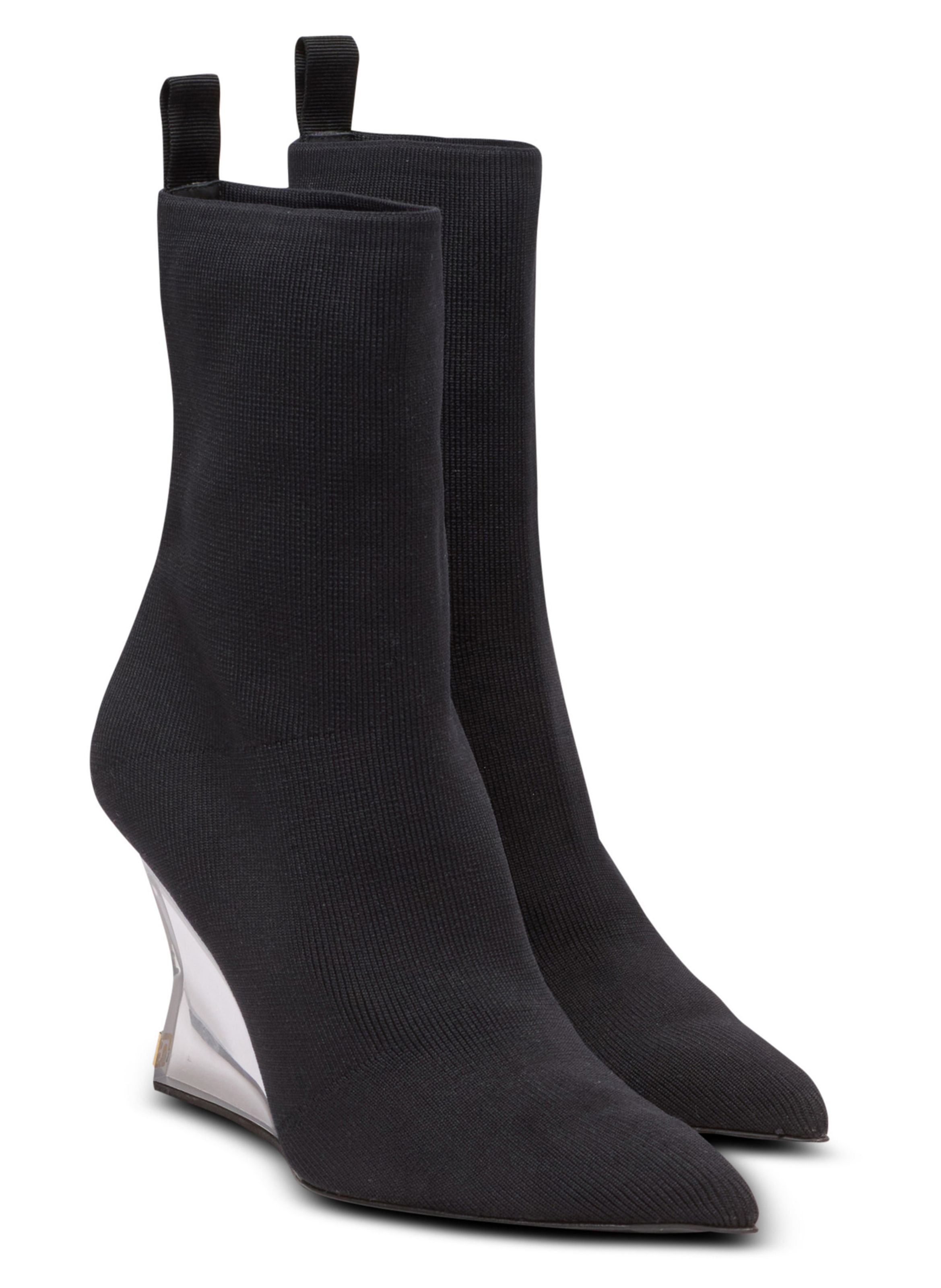 Bottines wedge en maille BALMAIN Noir