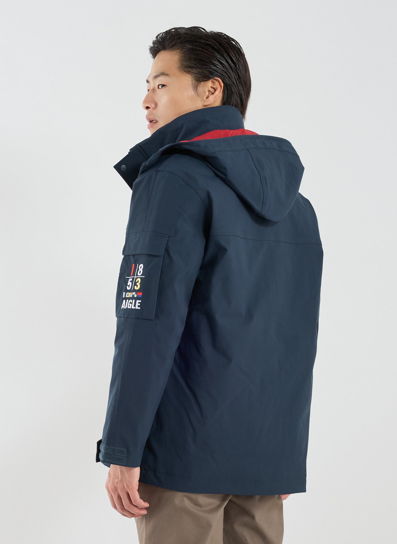 Mid-length Copeland waterproof parka with hood AIGLE Blue