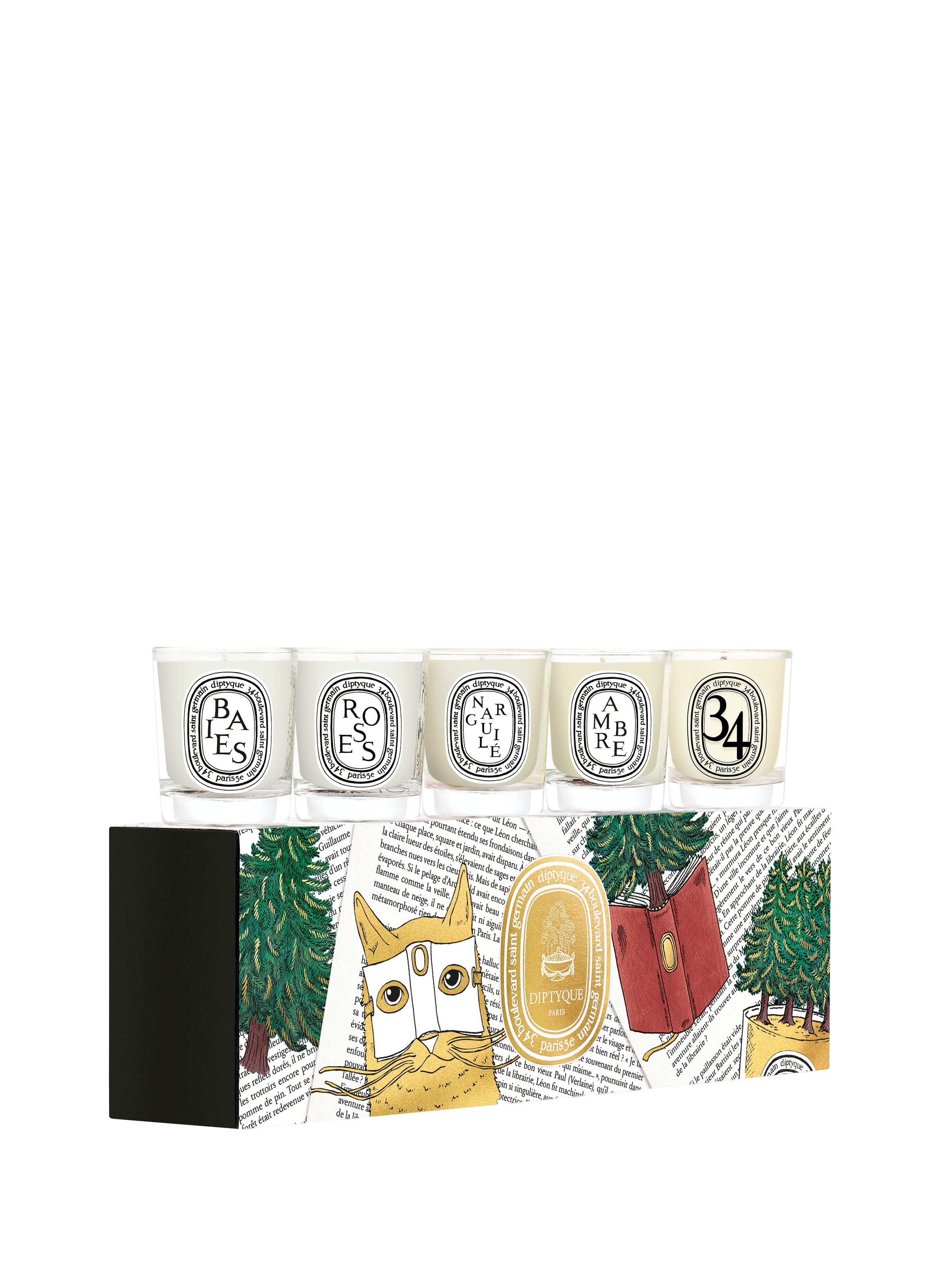 Coffret de 5 mini bougies (Baies, Roses, 34 Blvd Saint Germain, Ambre , Narguilé) DIPTYQUE No color