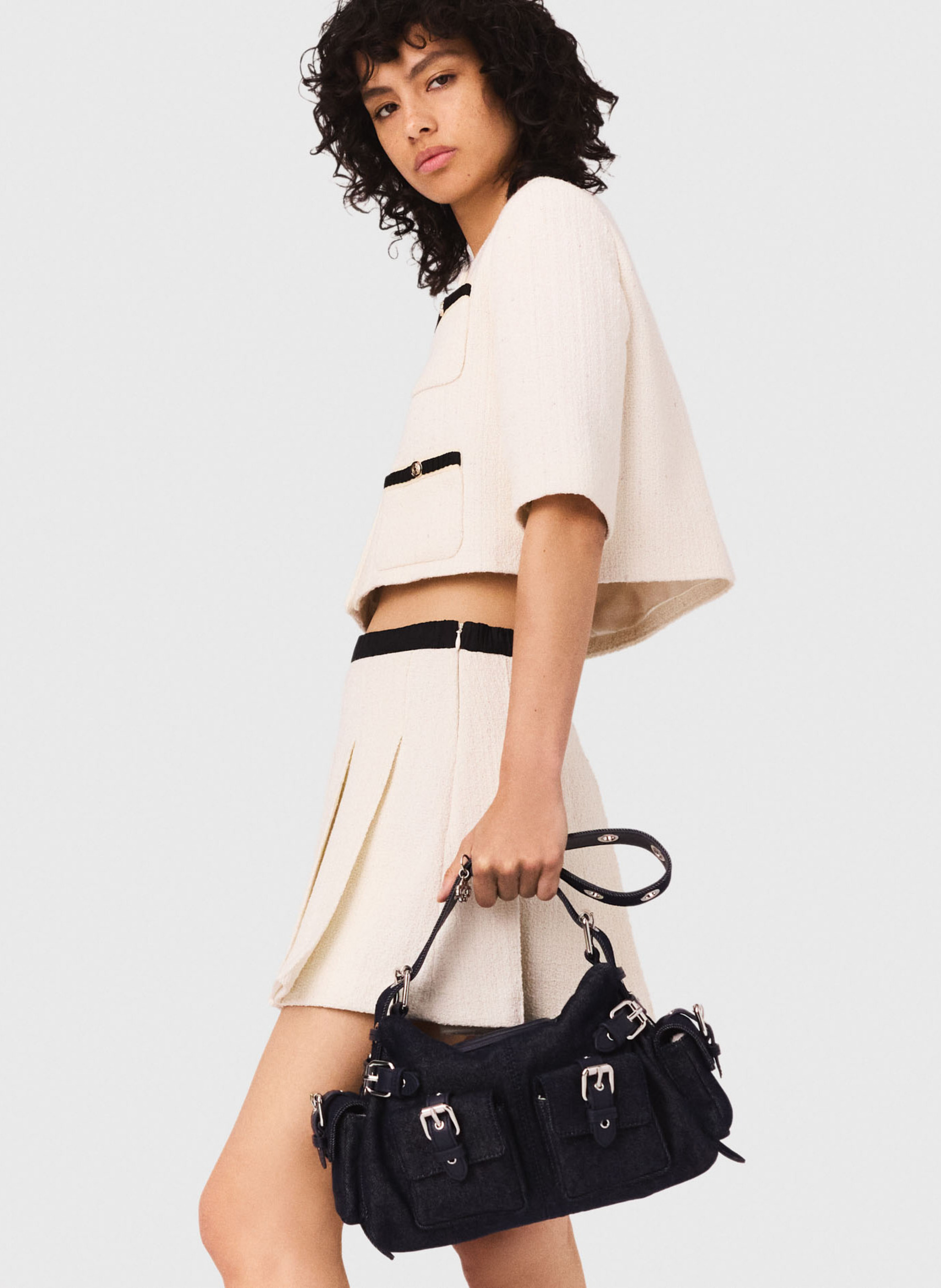 Jupe-short en coton mélangé MAJE Beige