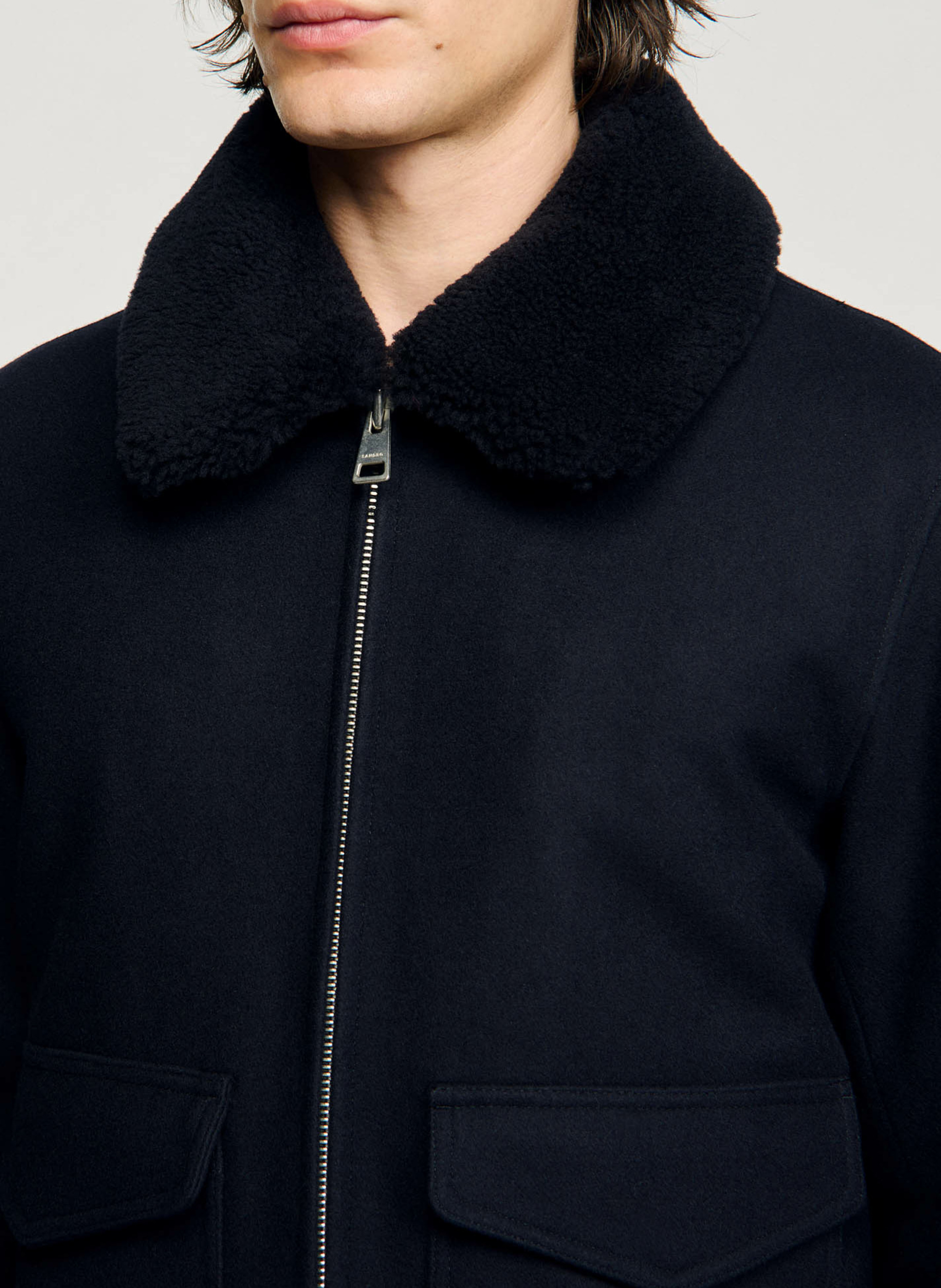 Teedy col rond en laine mélangée SANDRO Bleu